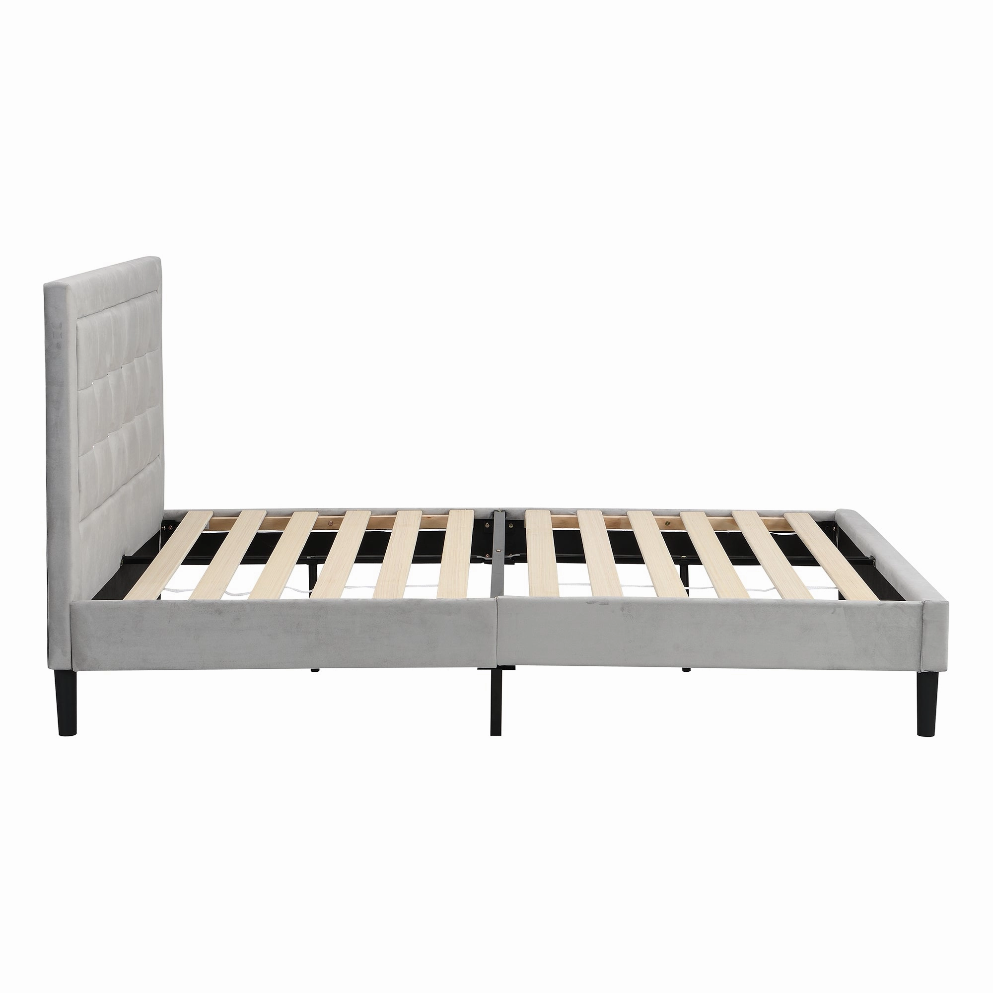 Chastleton Upholstered Bed with Diamante Headboard (Grey Velvet)