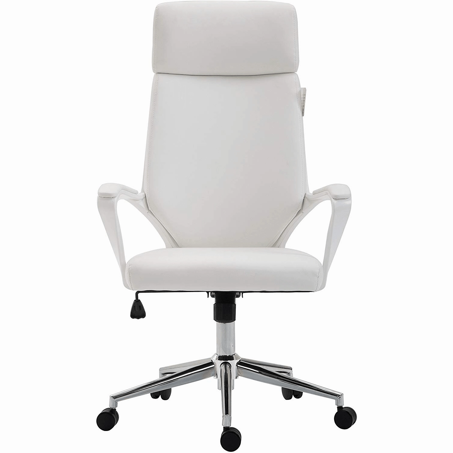 Cherry Tree Furniture High Back Modern Design PU Leather Swivel Office Chair Computer Desk Chair, MO68 White