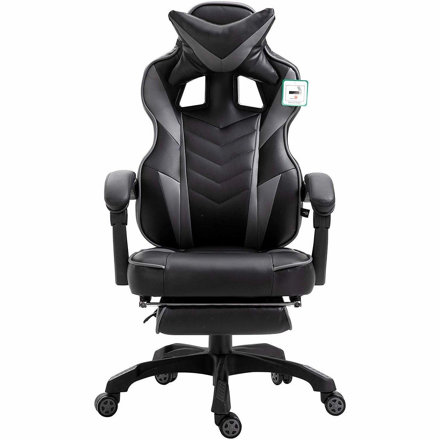 Cherry Tree Furniture High Back Recliner Gaming Chair with Cushion & Retractable Footrest Black & Grey