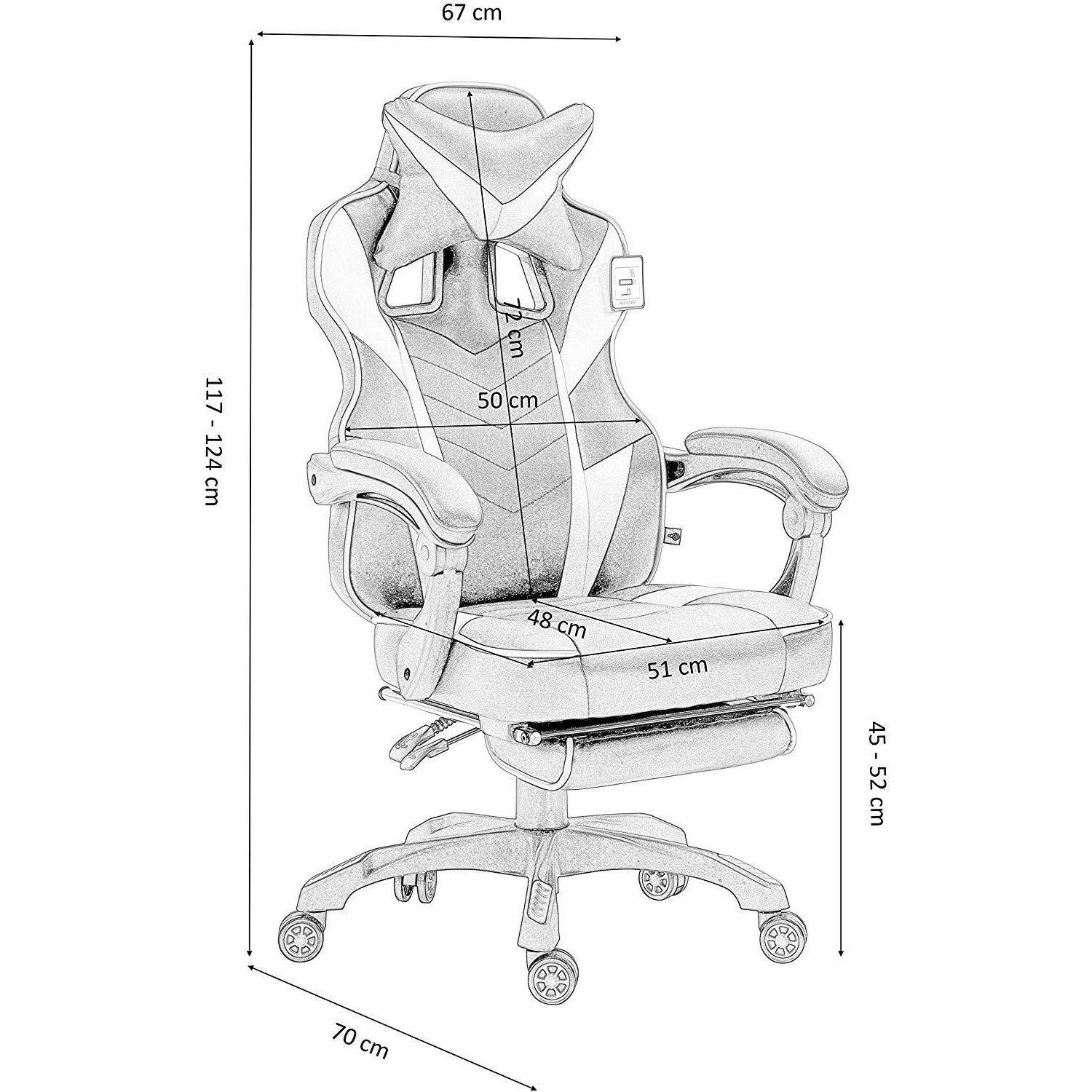 Cherry Tree Furniture High Back Recliner Gaming Chair with Cushion & Retractable Footrest Black & Grey
