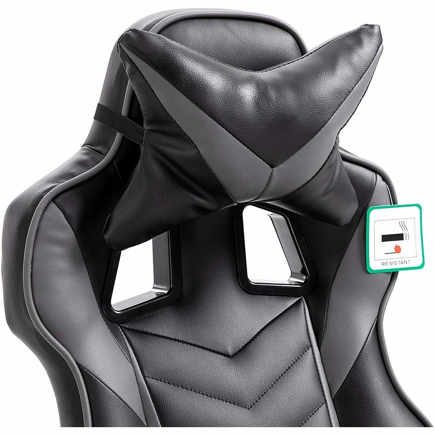 Cherry Tree Furniture High Back Recliner Gaming Chair with Cushion & Retractable Footrest Black & Grey