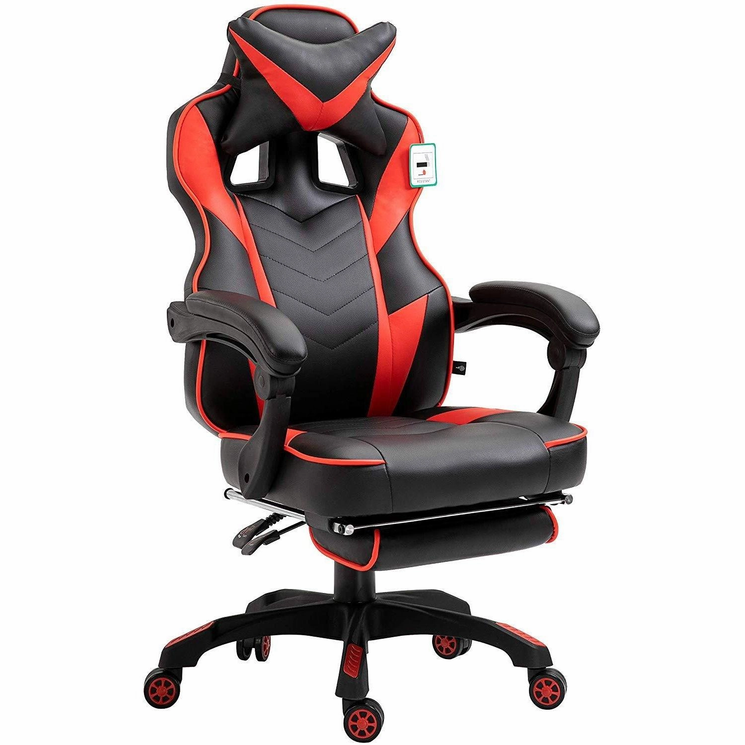 Cherry Tree Furniture High Back Recliner Gaming Chair with Cushion & Retractable Footrest Black & Red