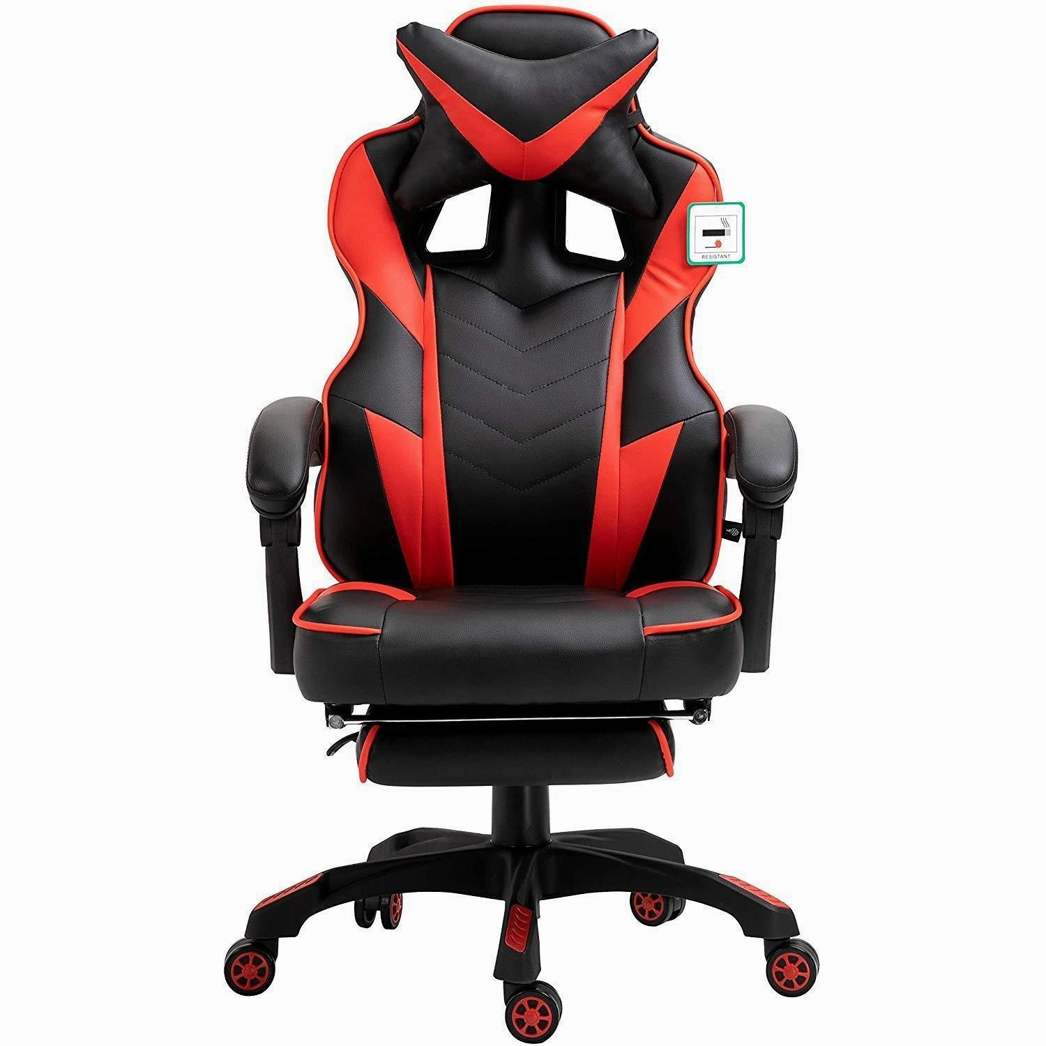 Cherry Tree Furniture High Back Recliner Gaming Chair with Cushion & Retractable Footrest Black & Red