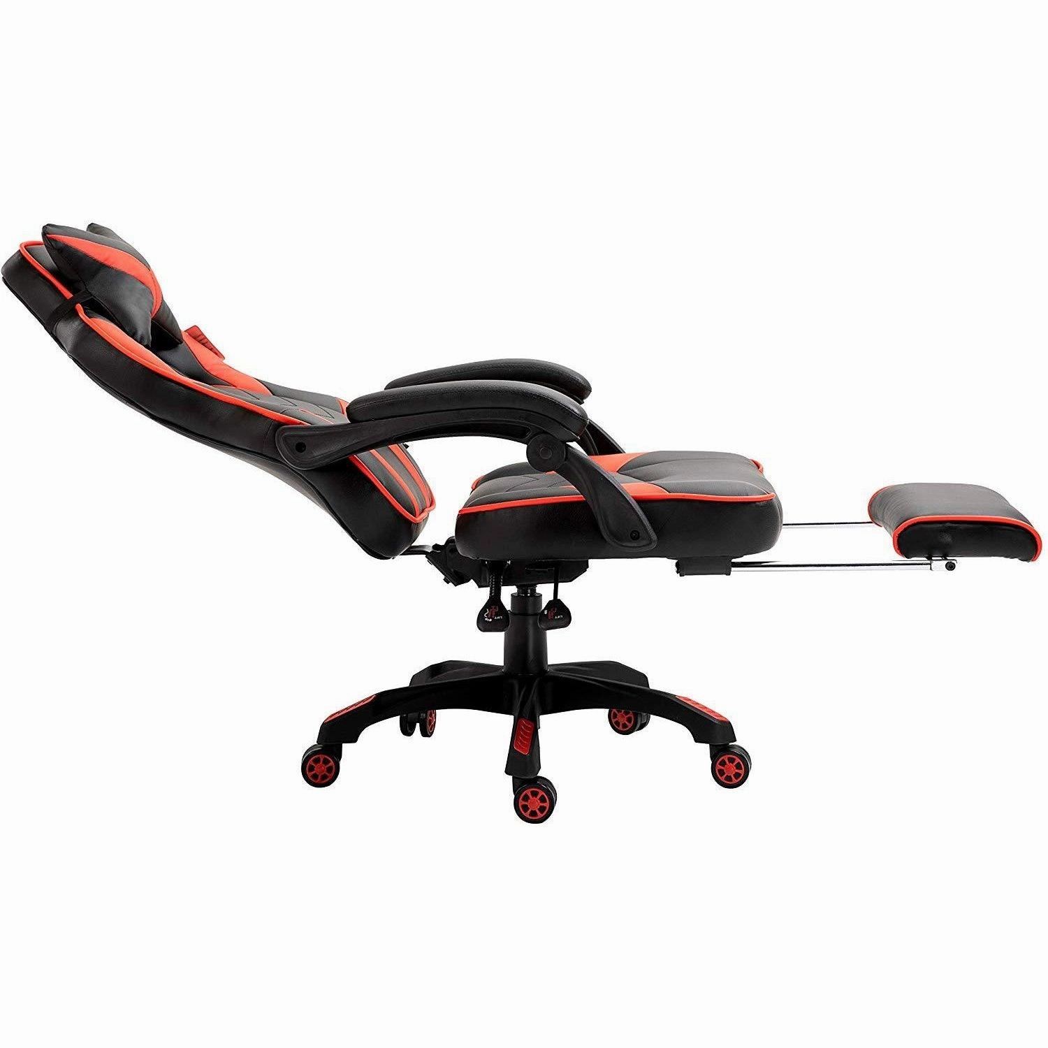 Cherry Tree Furniture High Back Recliner Gaming Chair with Cushion & Retractable Footrest Black & Red