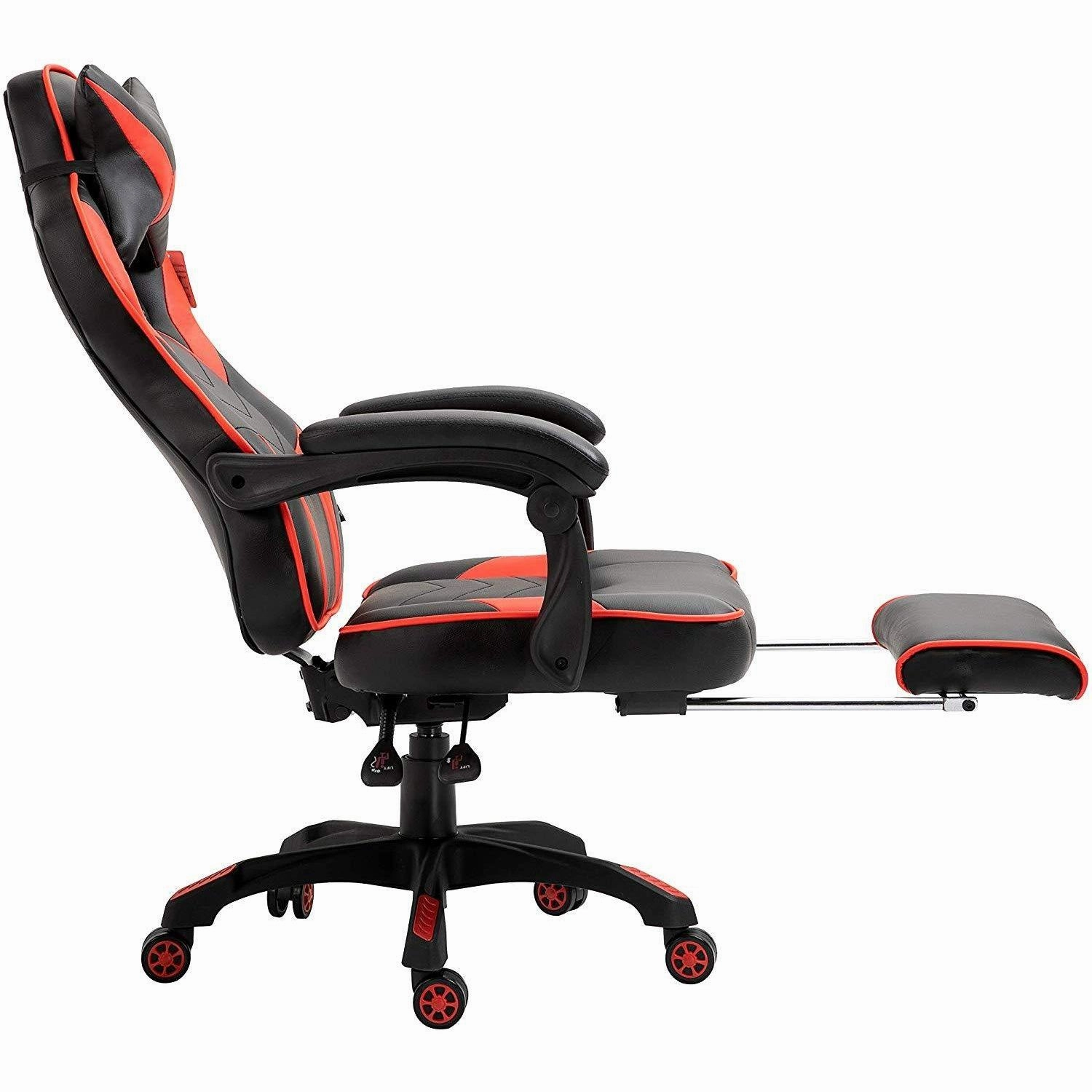 Cherry Tree Furniture High Back Recliner Gaming Chair with Cushion & Retractable Footrest Black & Red