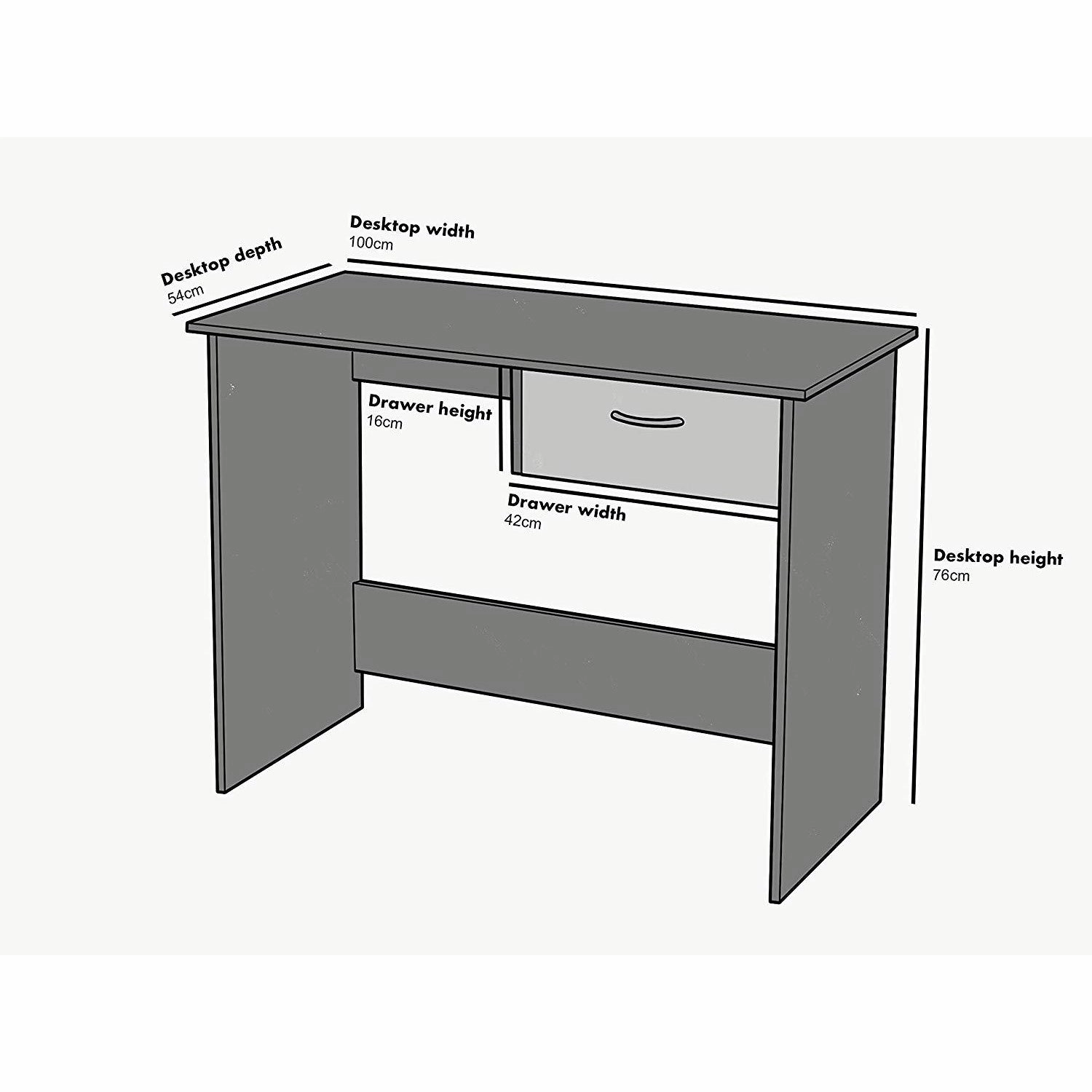 Cherry Tree Furniture MERV Computer Desk Home Office Desk with Drawer Walnut & White Colour