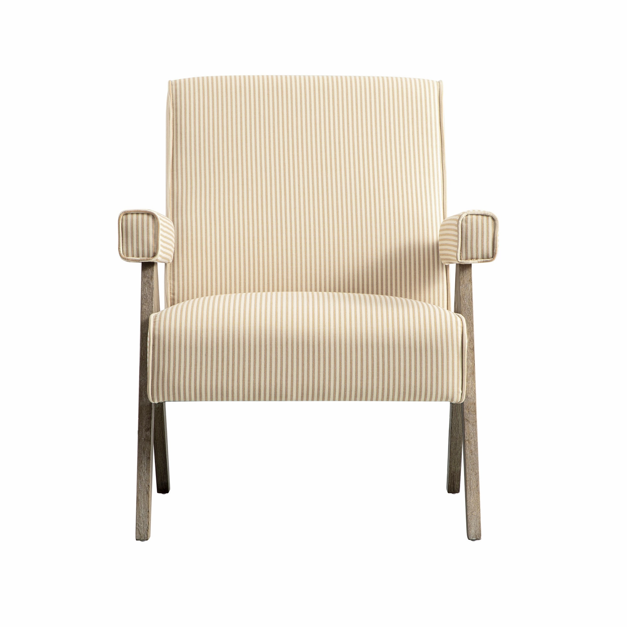 Chinnor Ochre Striped Linen Blend Weathered Oak Frame Accent Chair