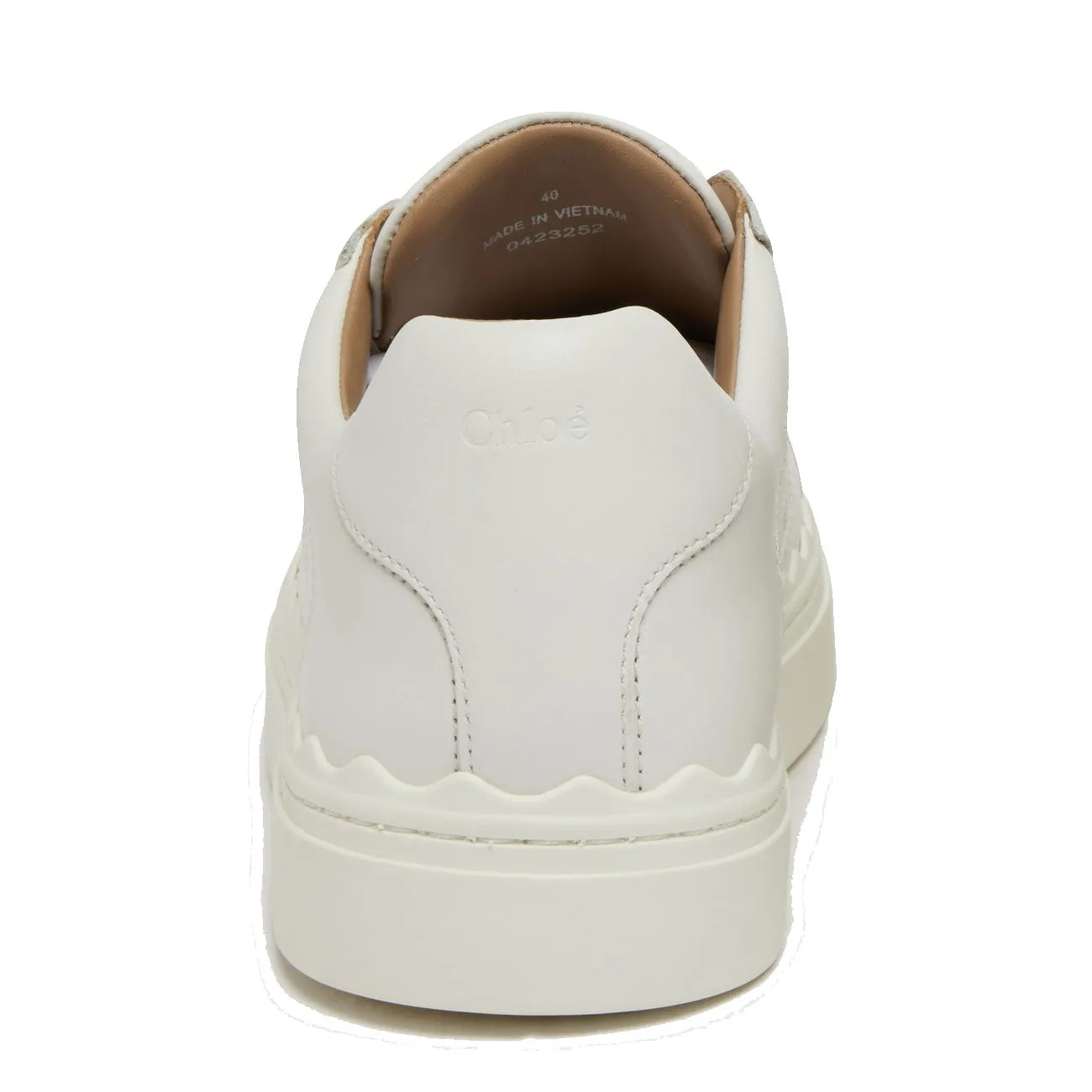 Chloé Shoes Lauren Leather Sneakers, Perforated Logo, White