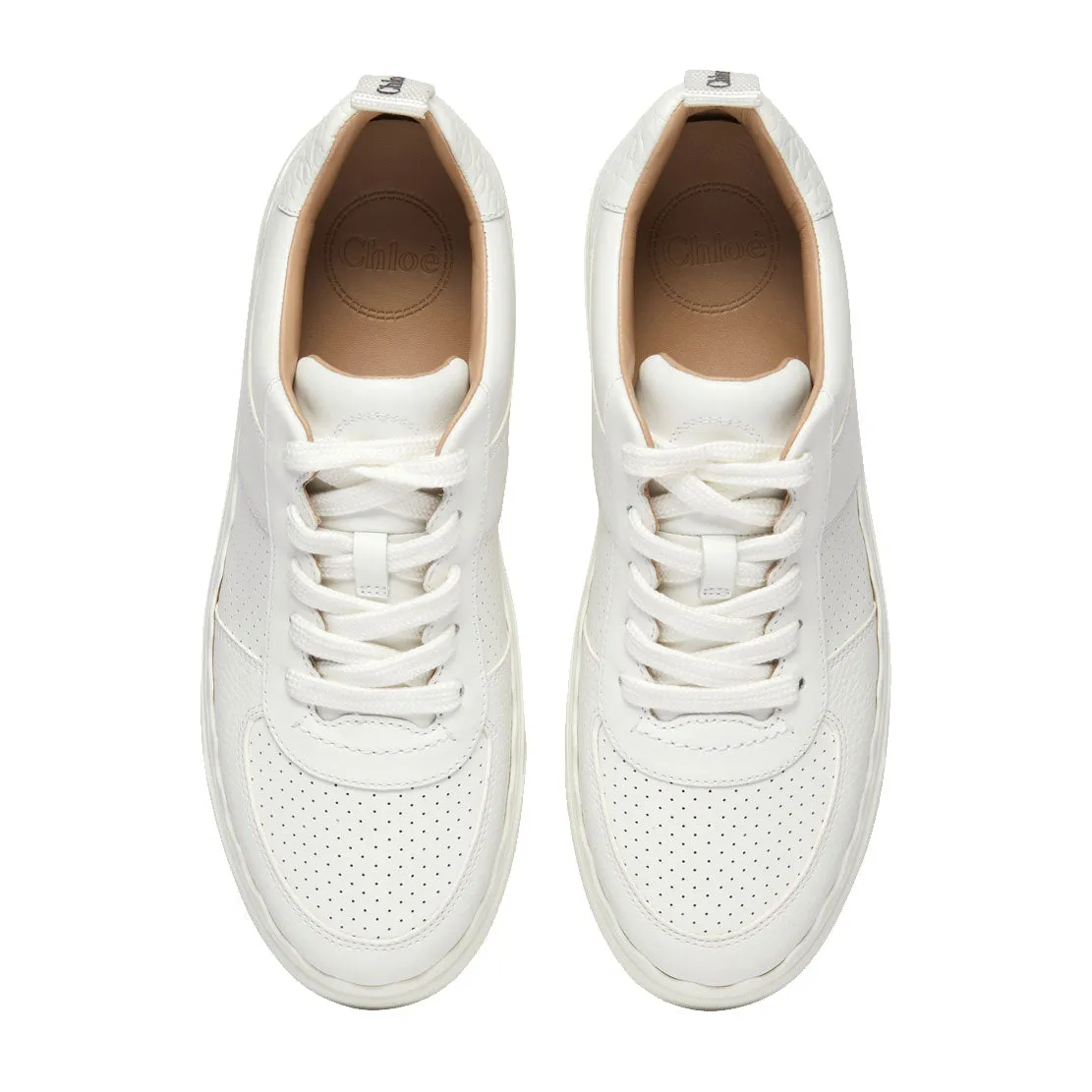 Chloé Shoes Lauren Leather Sneakers, Perforated White