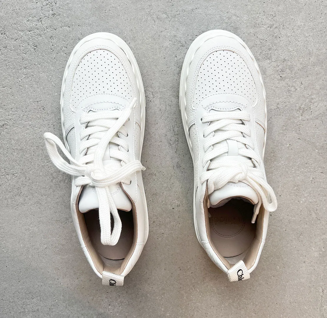 Chloé Shoes Lauren Leather Sneakers, Perforated White