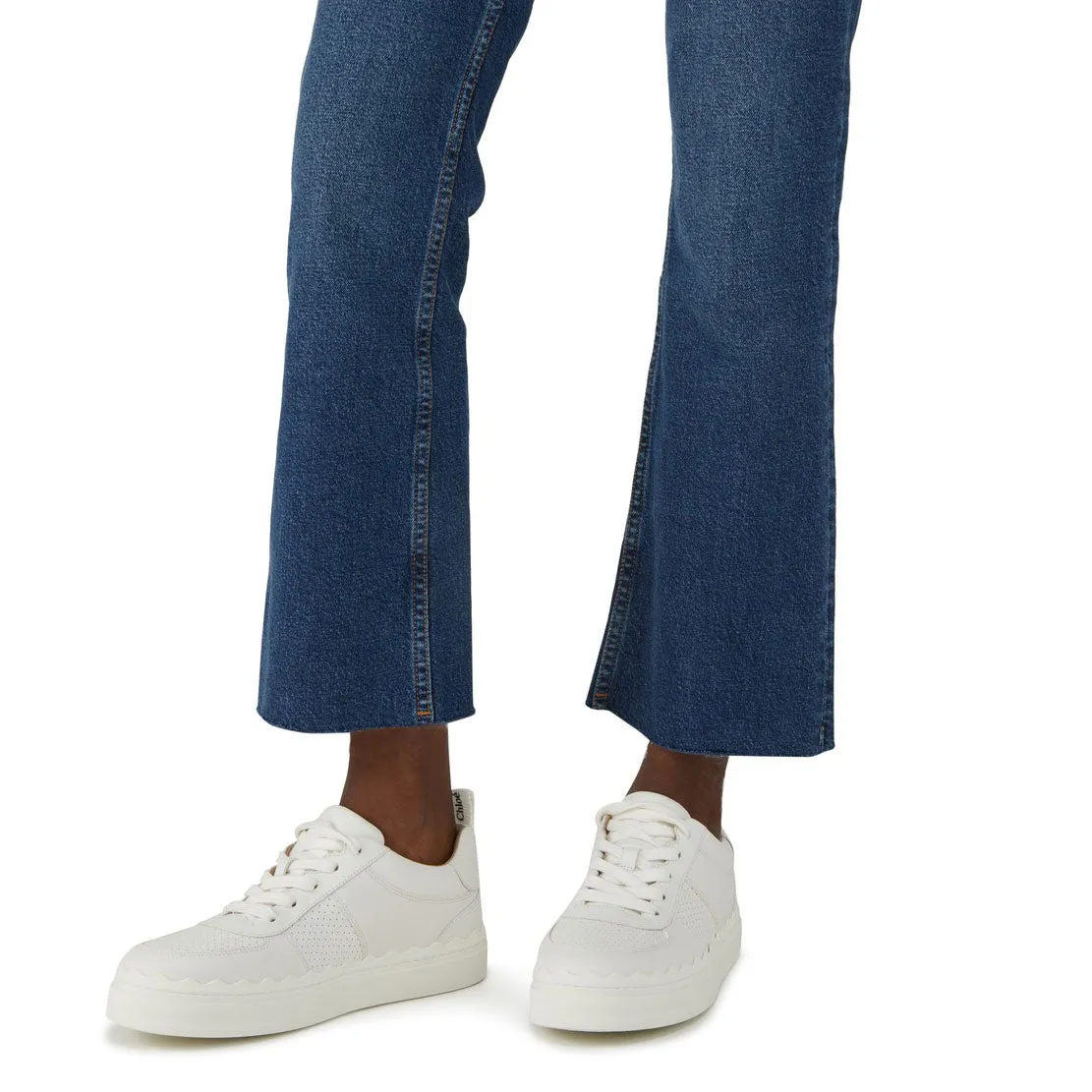 Chloé Shoes Lauren Leather Sneakers, Perforated White