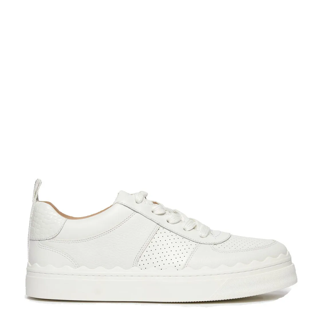Chloé Shoes Lauren Leather Sneakers, Perforated White