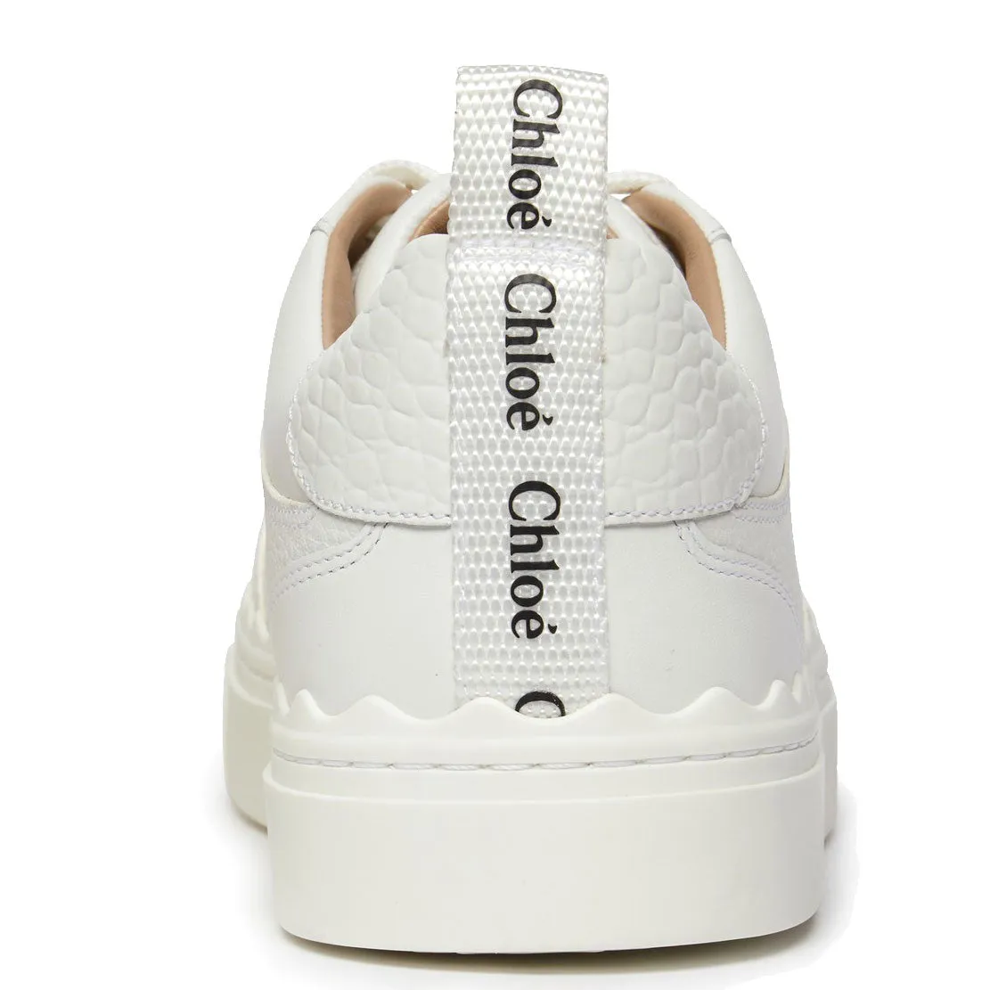 Chloé Shoes Lauren Leather Sneakers, Perforated White