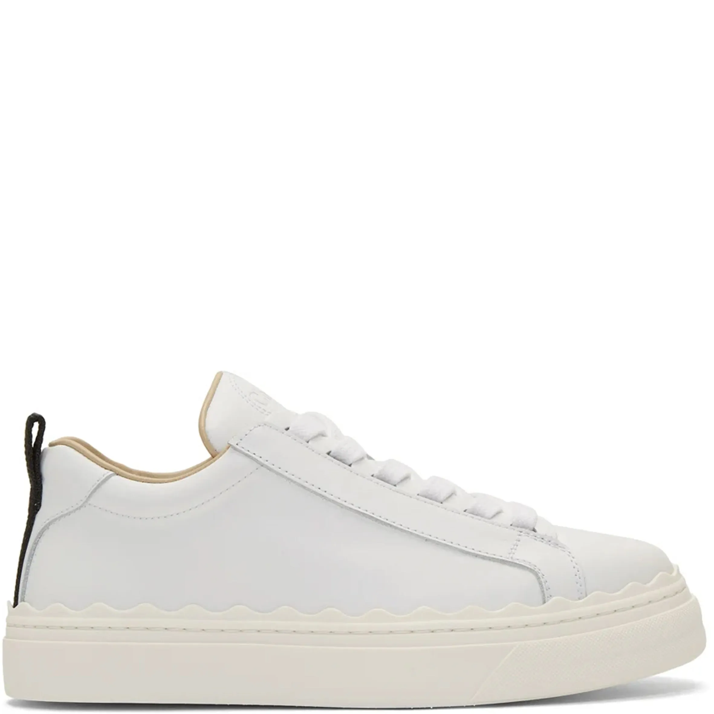 Chloé Shoes Lauren Leather Sneakers, White