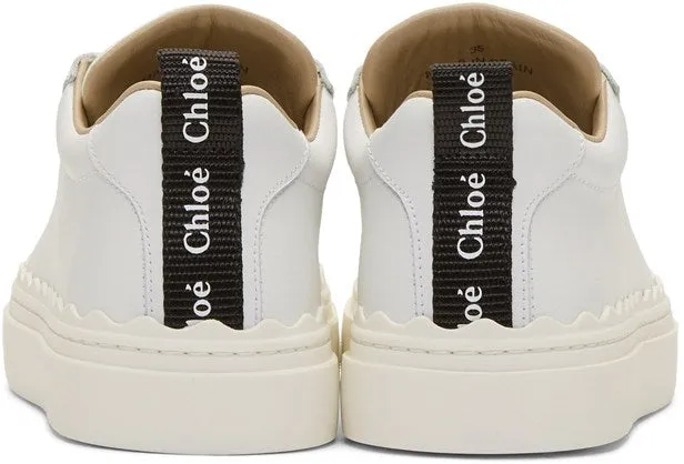 Chloé Shoes Lauren Leather Sneakers, White