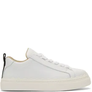 Chloé Shoes Lauren Leather Sneakers, White