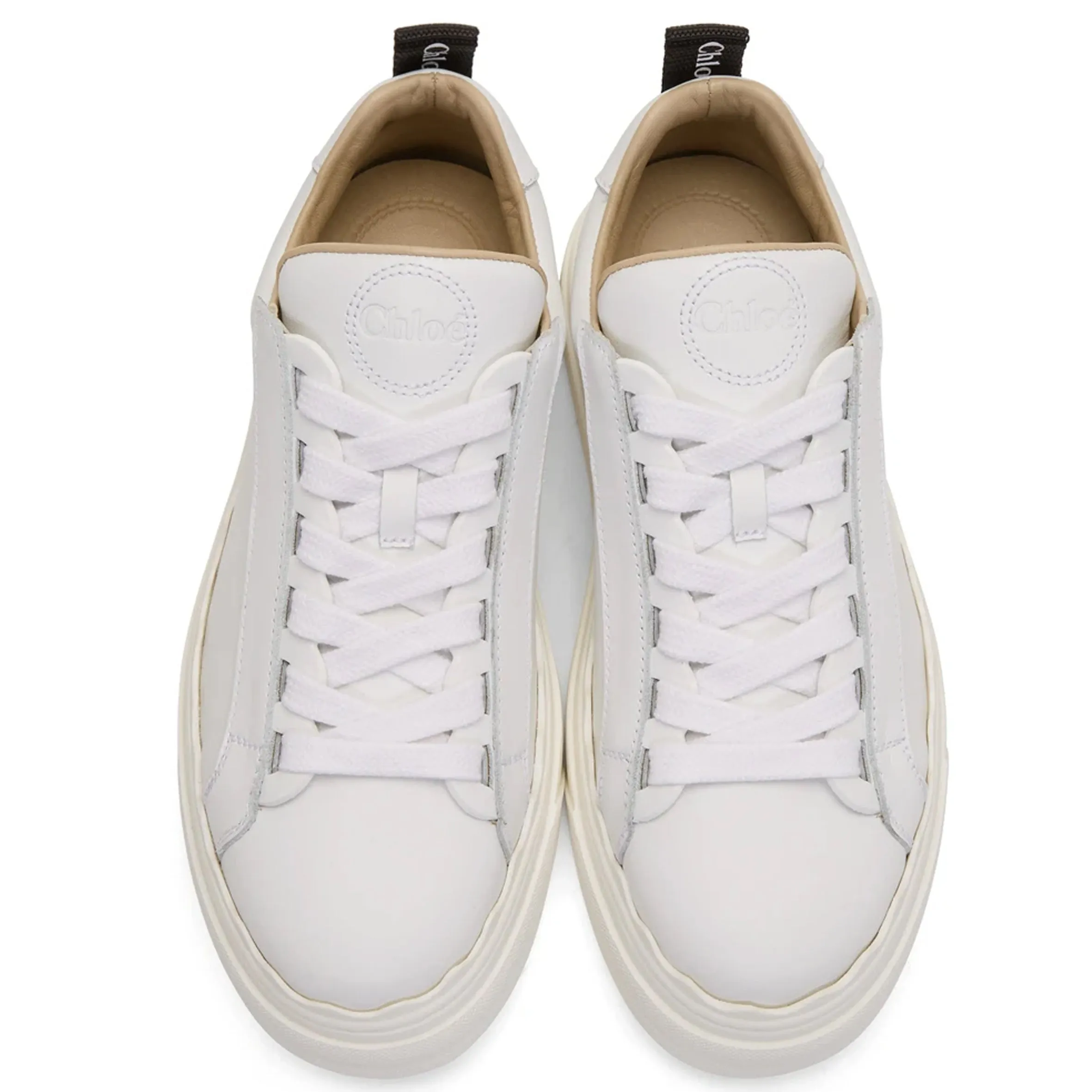 Chloé Shoes Lauren Leather Sneakers, White