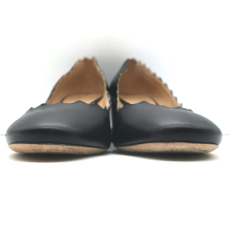 Chloe Lauren Scalloped Leather Pumps Black Size 40