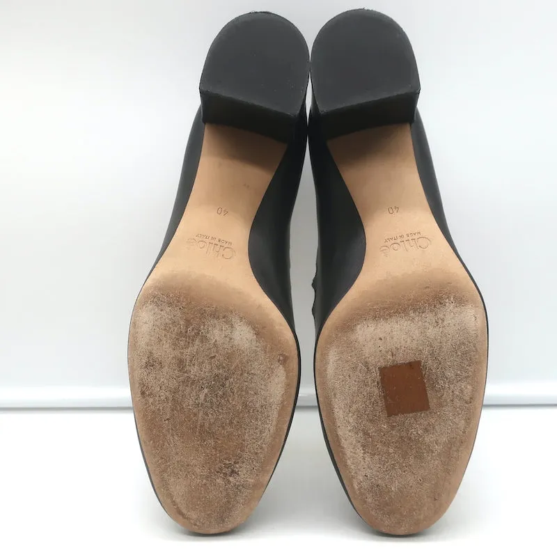 Chloe Lauren Scalloped Leather Pumps Black Size 40