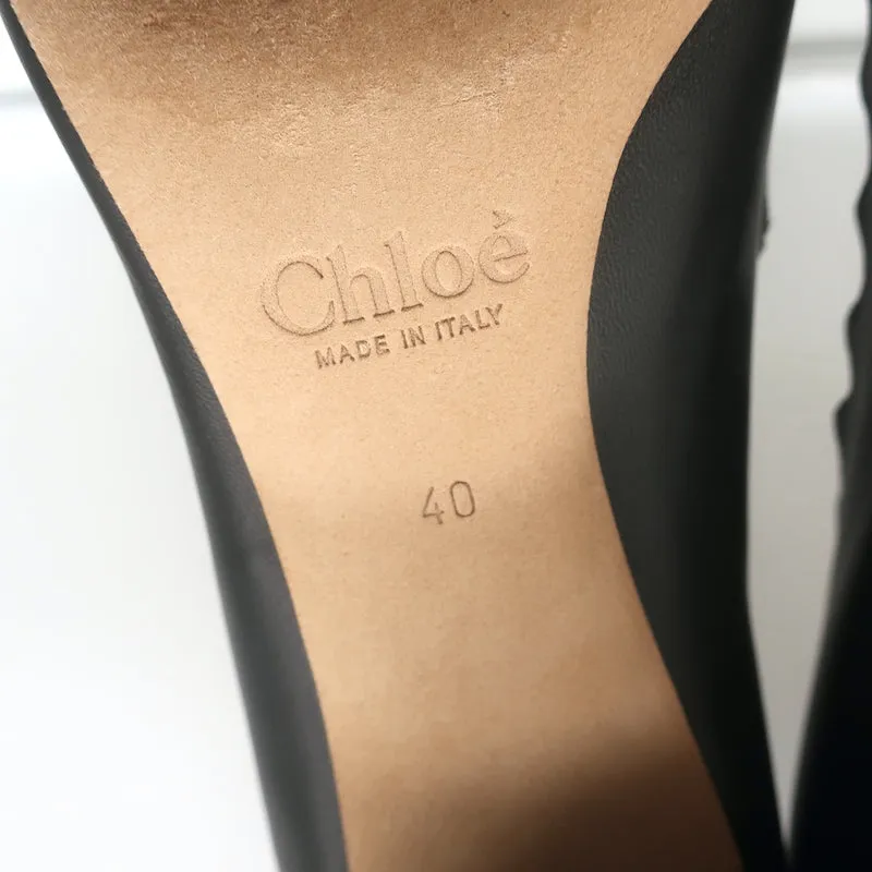 Chloe Lauren Scalloped Leather Pumps Black Size 40