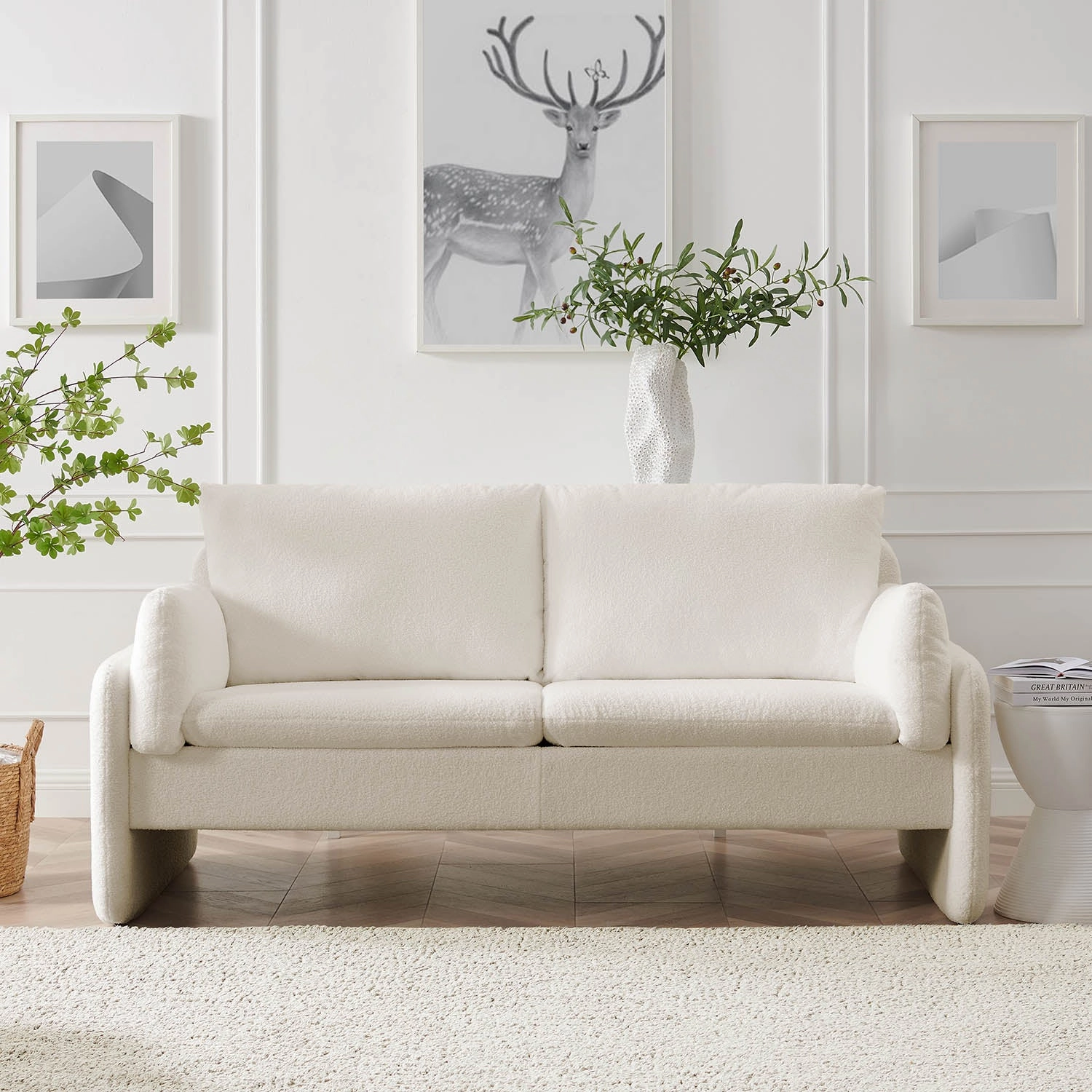 Clapham 2-Seater Ecru Boucle Sofa