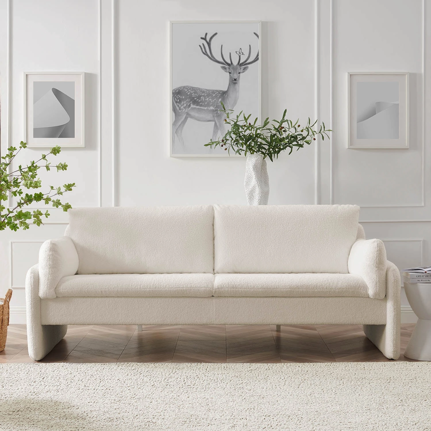 Clapham 3-Seater Ecru Boucle Sofa