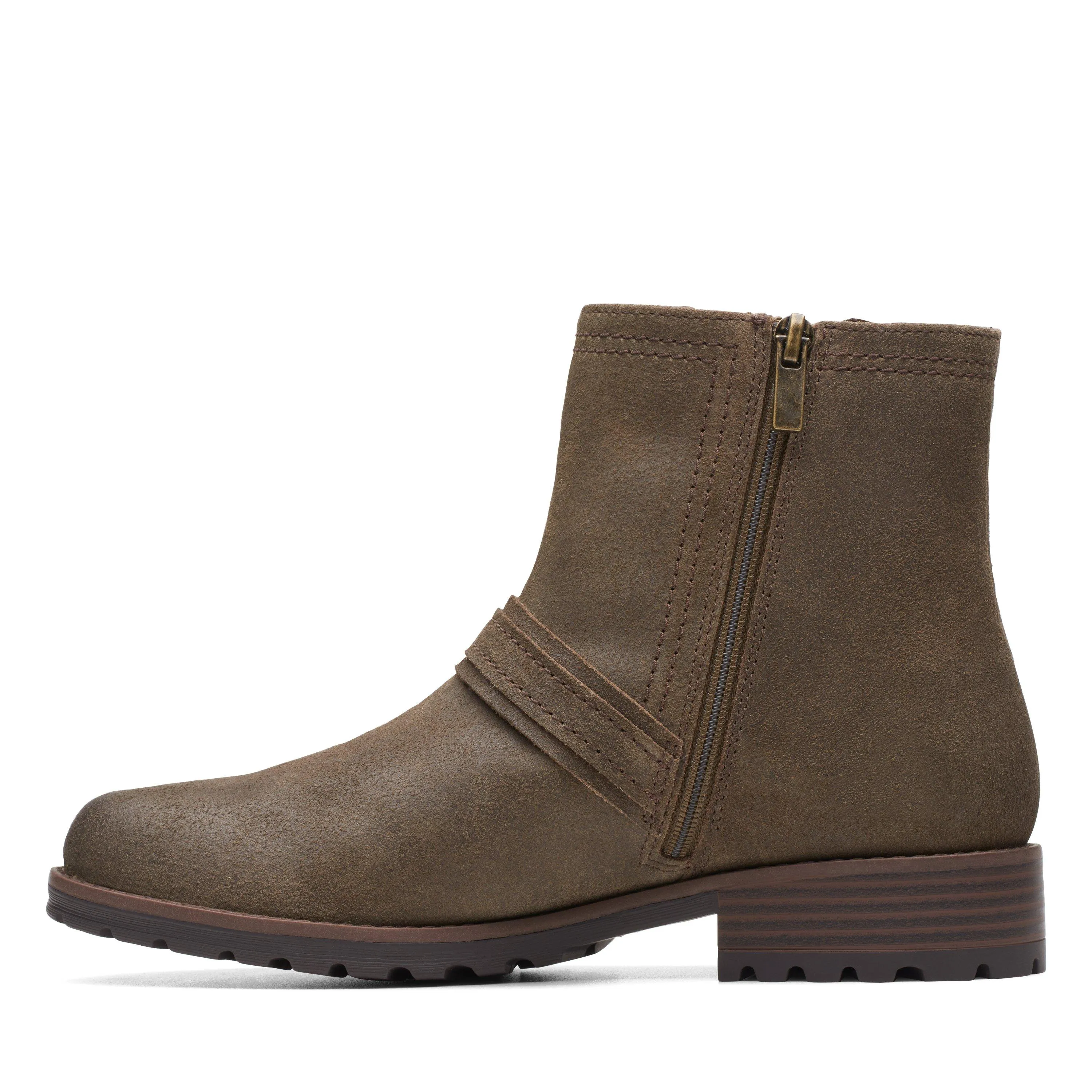Clarks Aspra Buckle in Green Suede