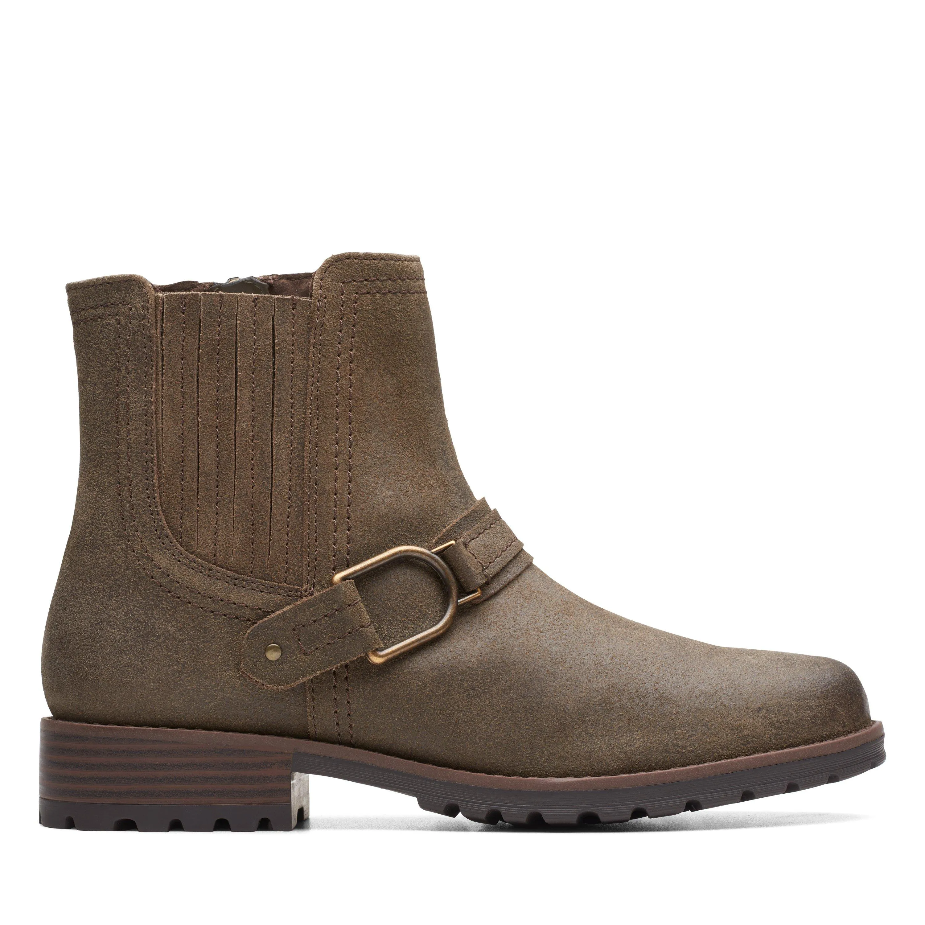 Clarks Aspra Buckle in Green Suede