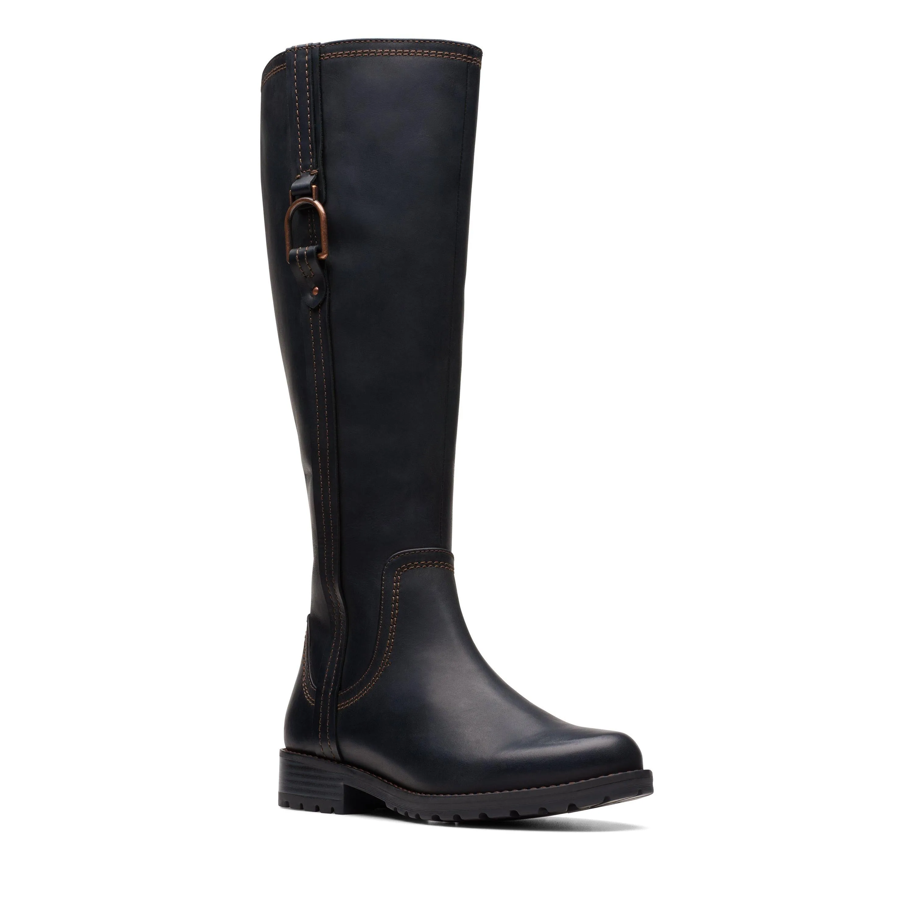 Clarks Aspra Hi in Black Leather