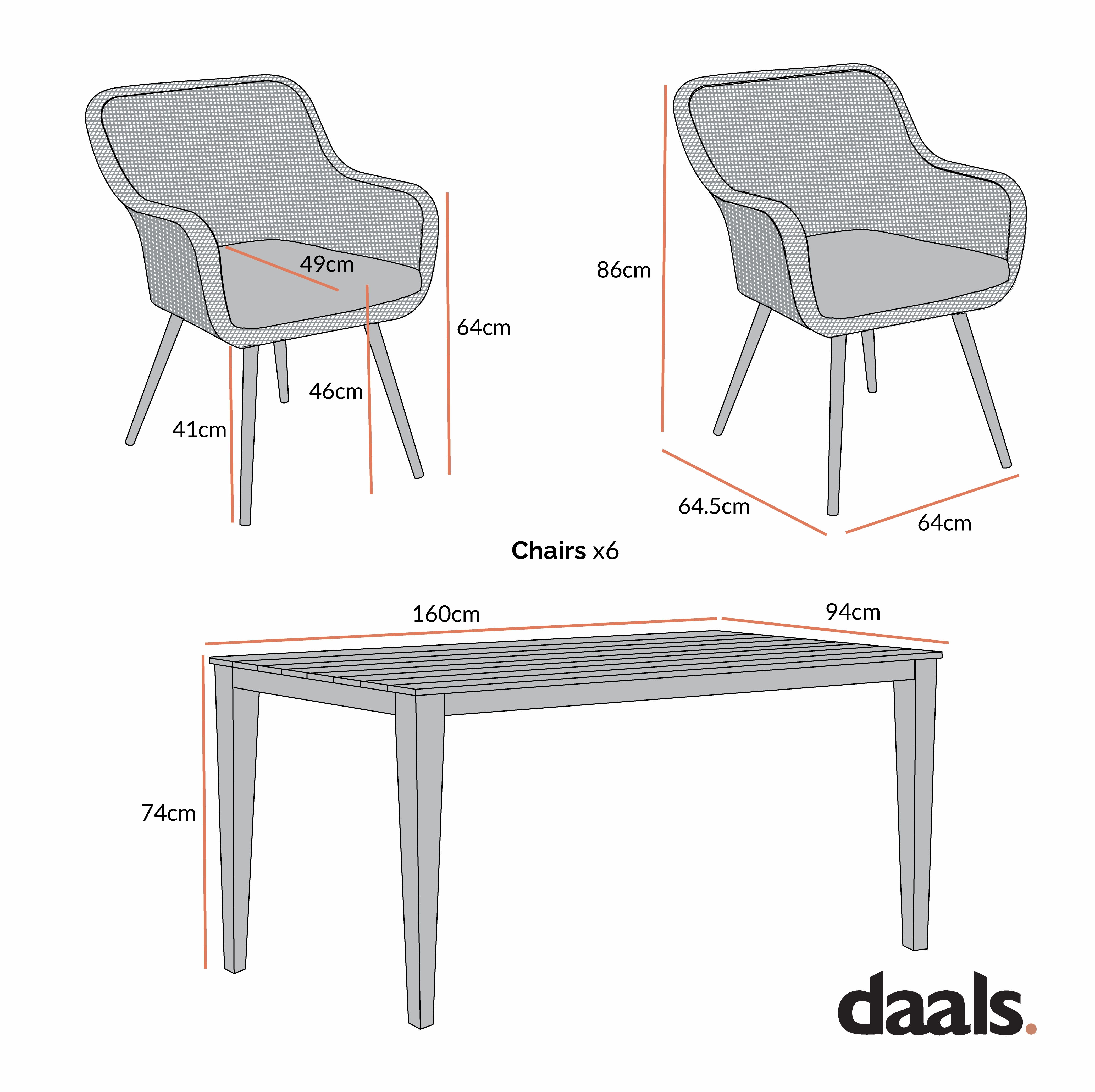 Cliveden Outdoor Aluminium Washed Wood Effect and Round Wicker Rattan 6-Seater Dining Set