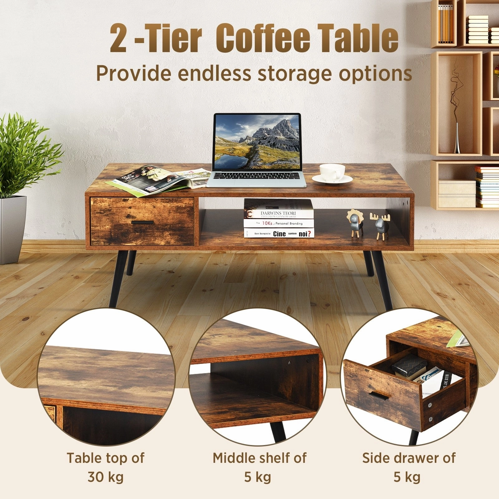 Coffee Table Mid-Century Modern TV Table