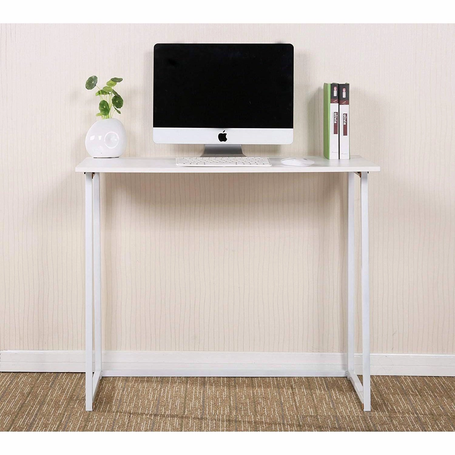 Compact Folding Desk in White (No Assembly)