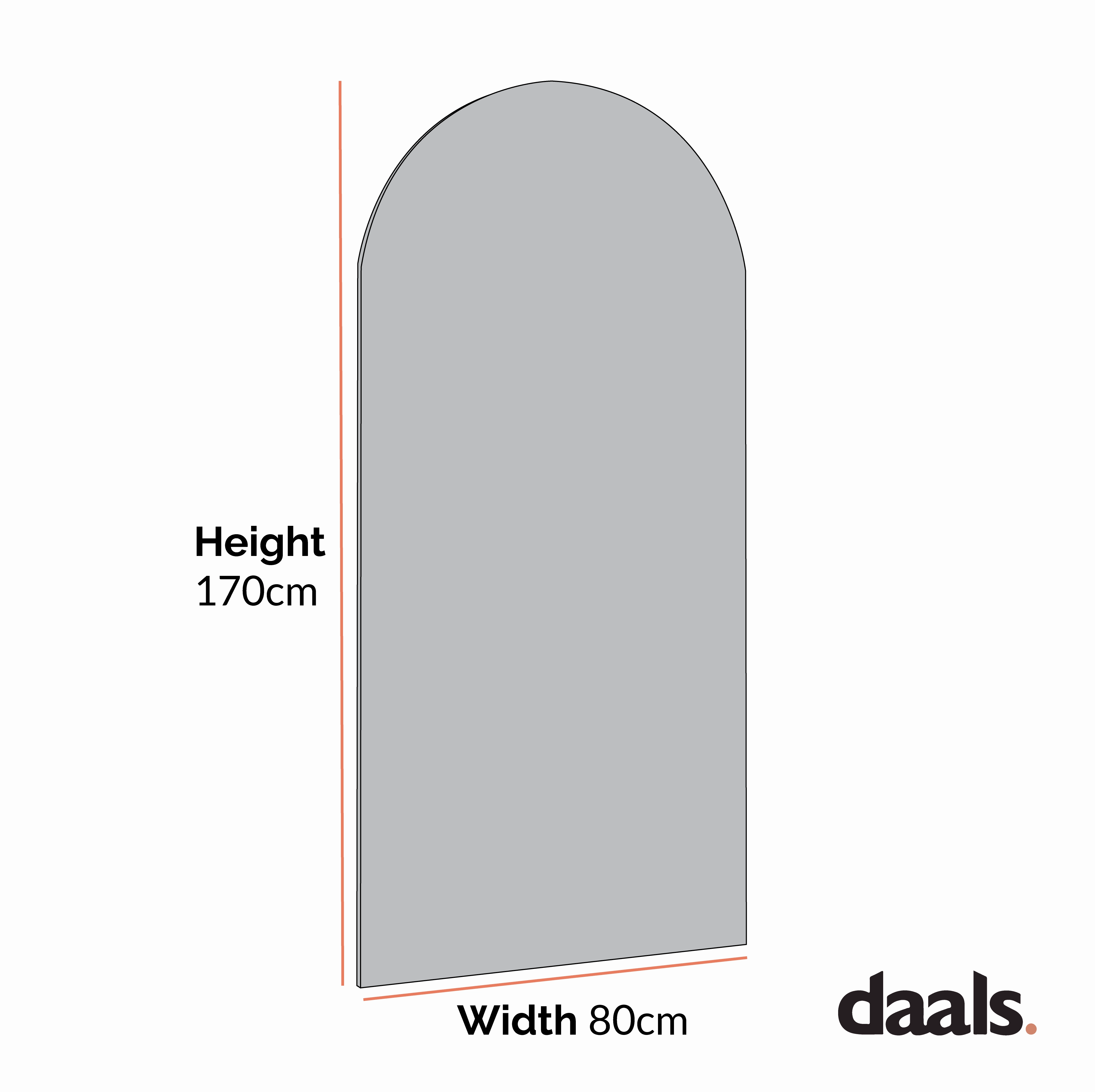 Concord Arched Frameless Full Length Mirror 170 x 80 cm