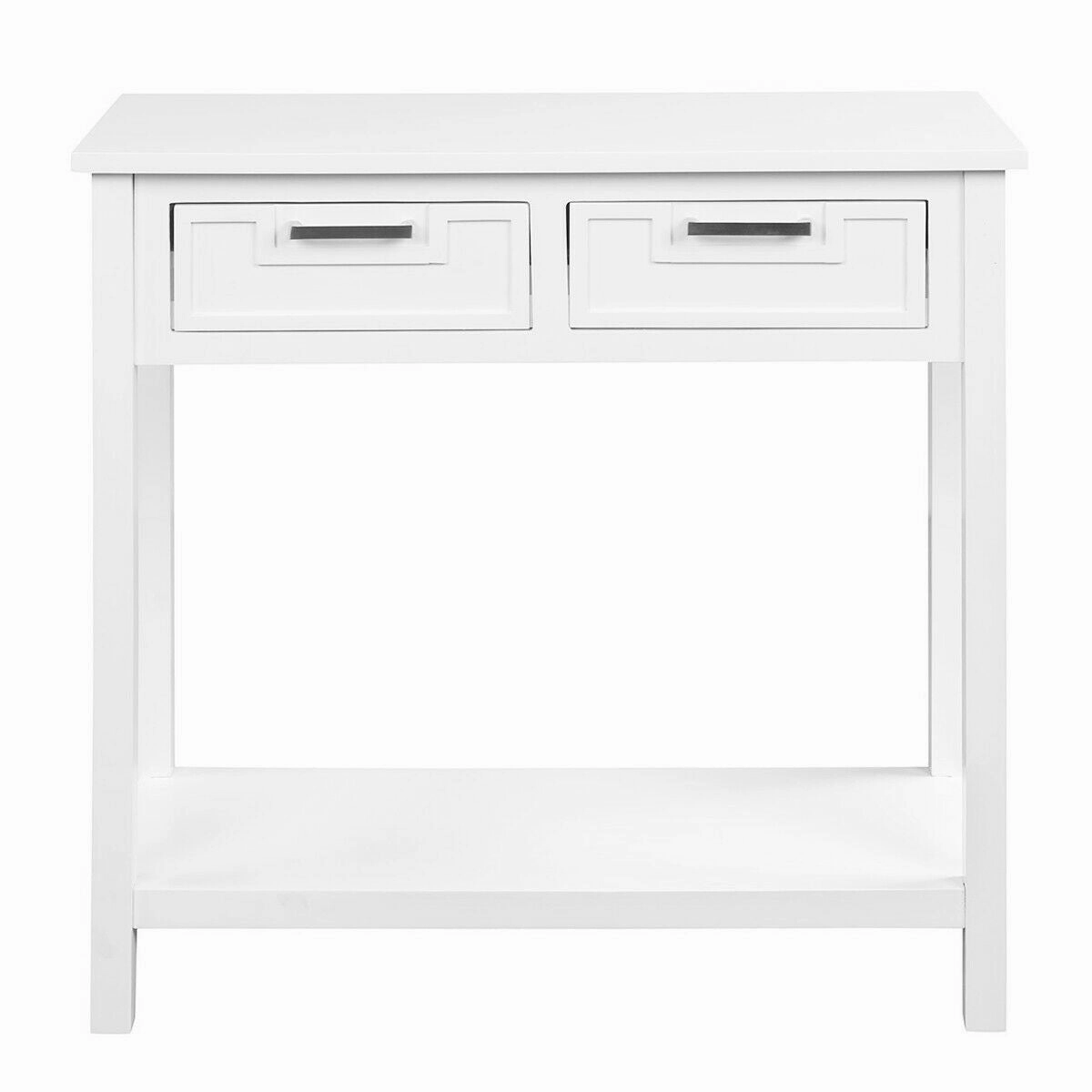 Console Sofa Table with 2 Drawers and Bottom Shelf cowhide rug, animal hide rug