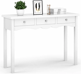 Console Table for Entryway W/Storage 3-Drawers Hall Table Desk cowhide rug, animal hide rug