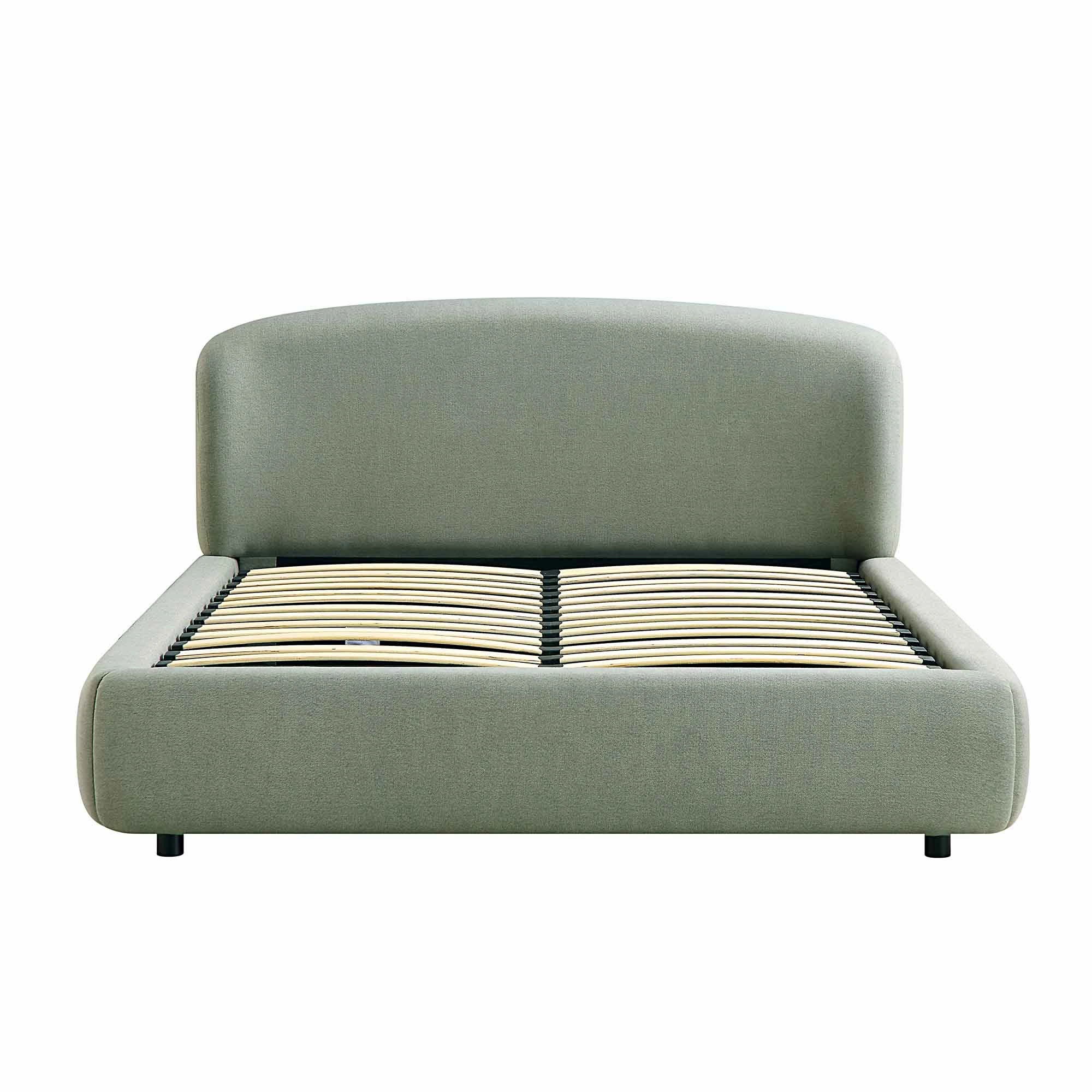 Constance Winged Headboard Ottoman Storage Bed, Olive Linen