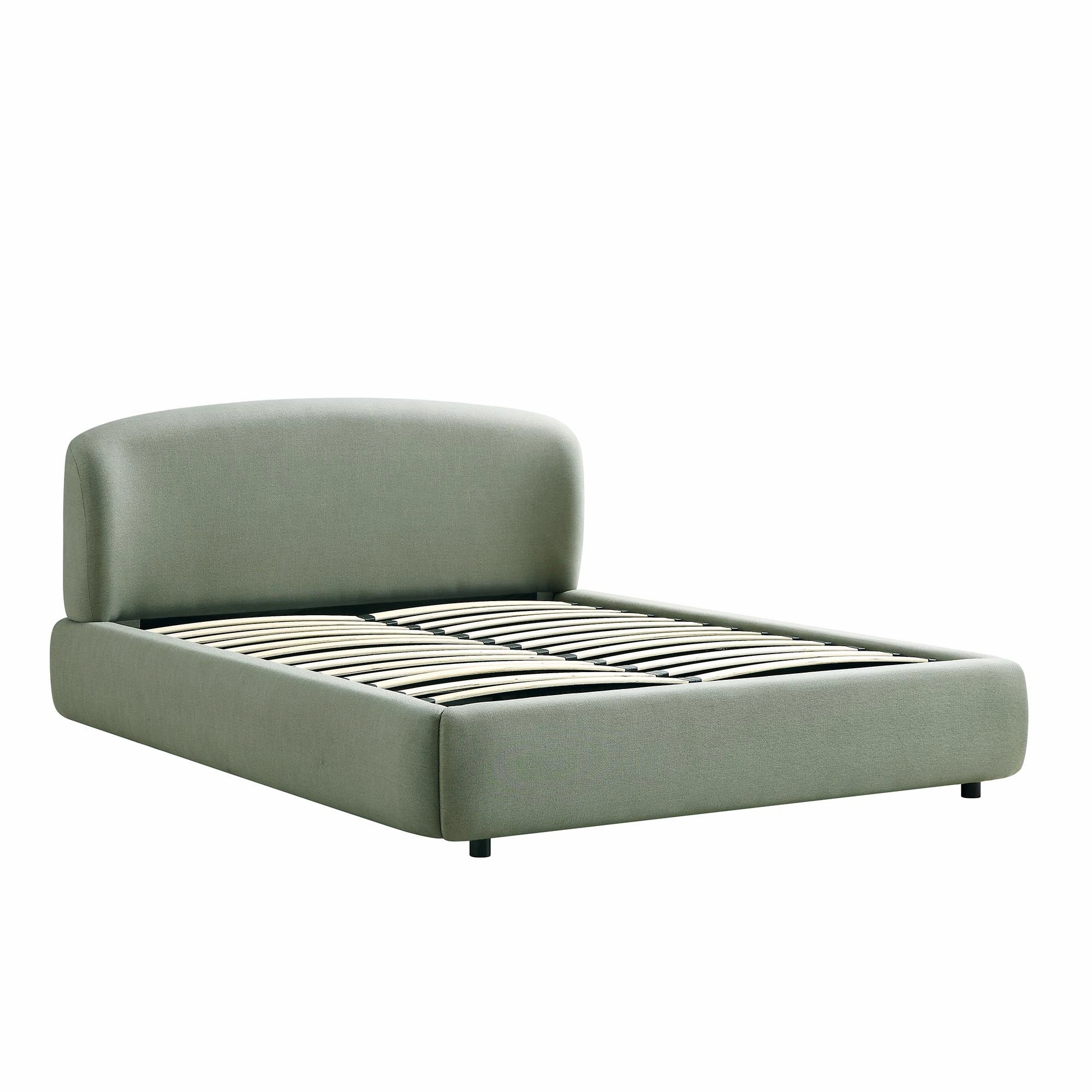 Constance Winged Headboard Ottoman Storage Bed, Olive Linen