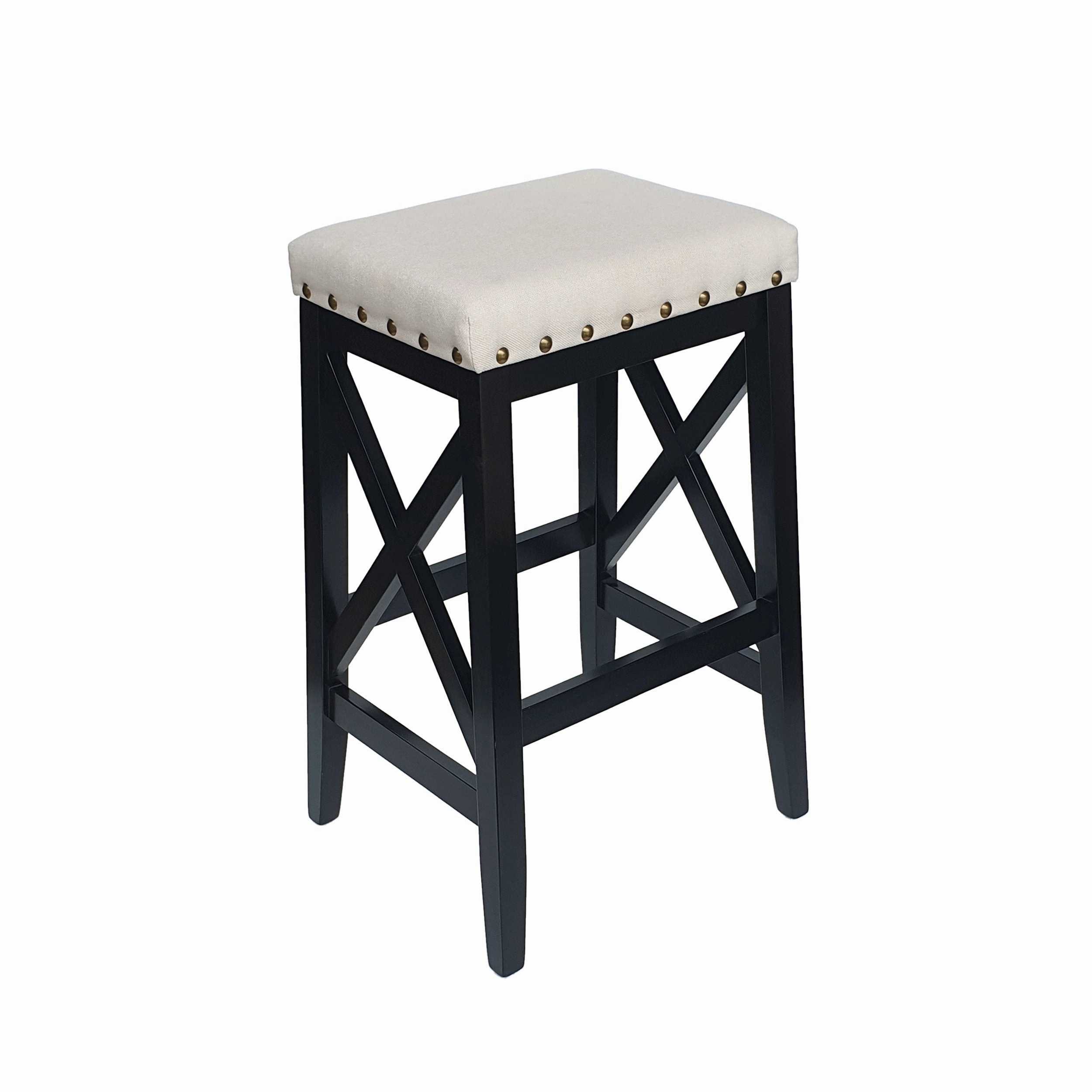 Contemporary Farmhouse Upholstered Fabric Barstools (Set of 2) - NH835903