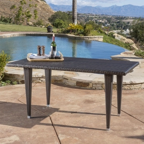 Contemporary Outdoor Multi Brown Polyethylene Rectangle Table - NH915692 outdoor lounge chair, patio sofa