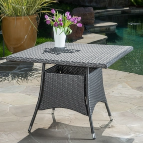 Contemporary Outdoor Square Gray Wicker Dining Table - NH365003 outdoor lounge chair, patio sofa