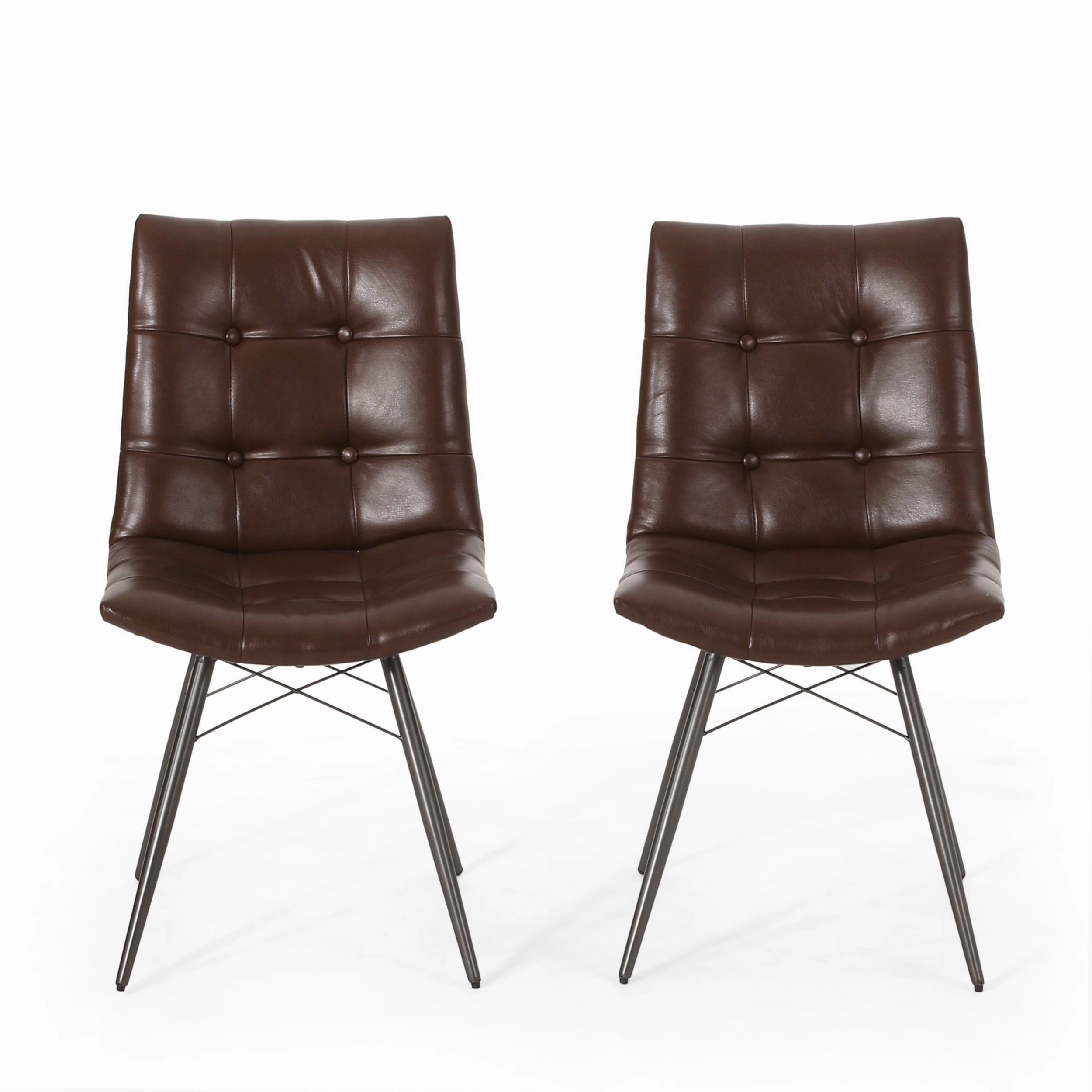Contemporary Tufted Dining Chairs with Toothpick Legs, Set of 2 - NH843413