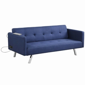 Convertible Futon Sofa, Modern 3 Seat Sofa Bed with USB and Power Strip sectional sofa, corner couch