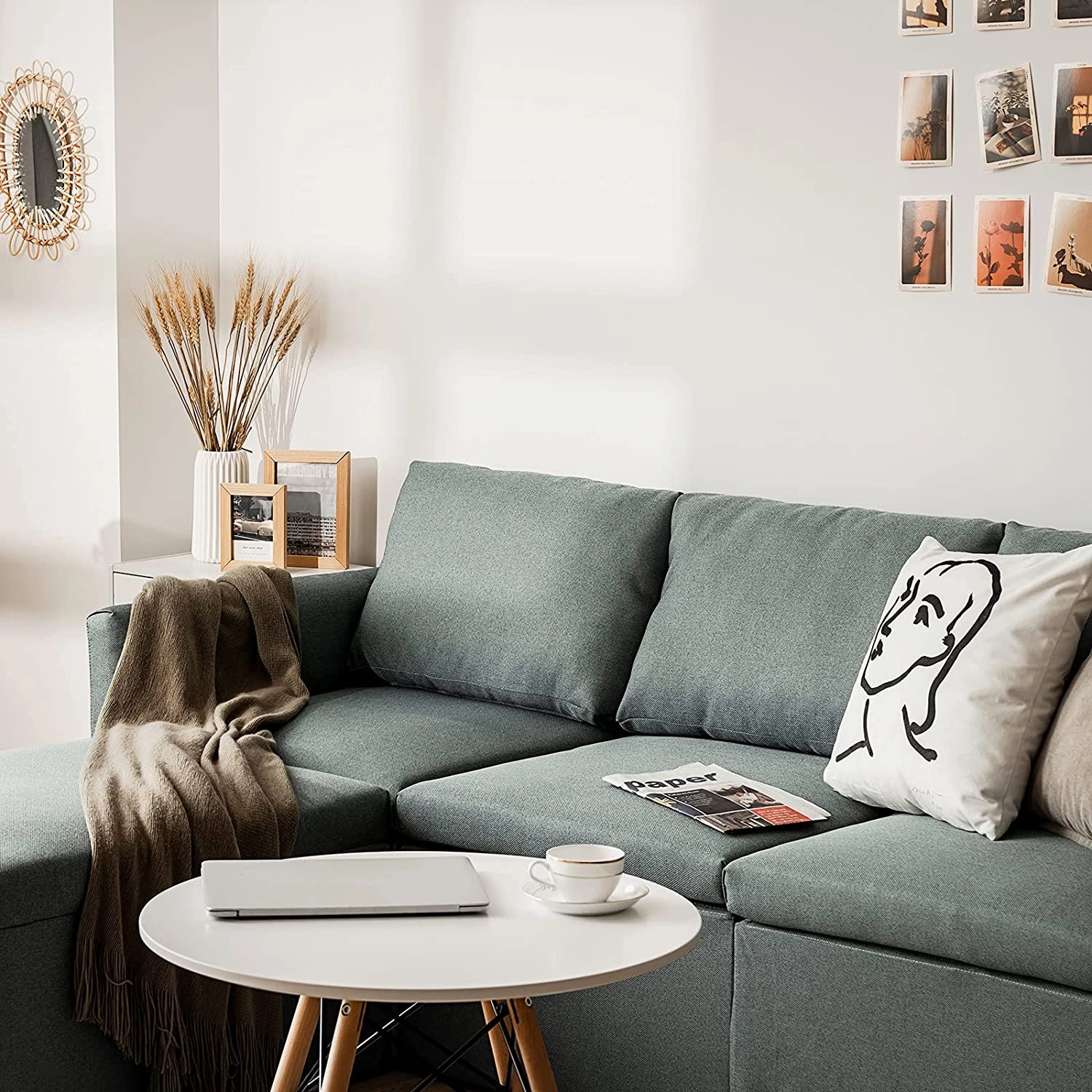 Convertible Sectional Sofa Couch, Modern L-Shaped Sectional Couch 3-Seat Sofa