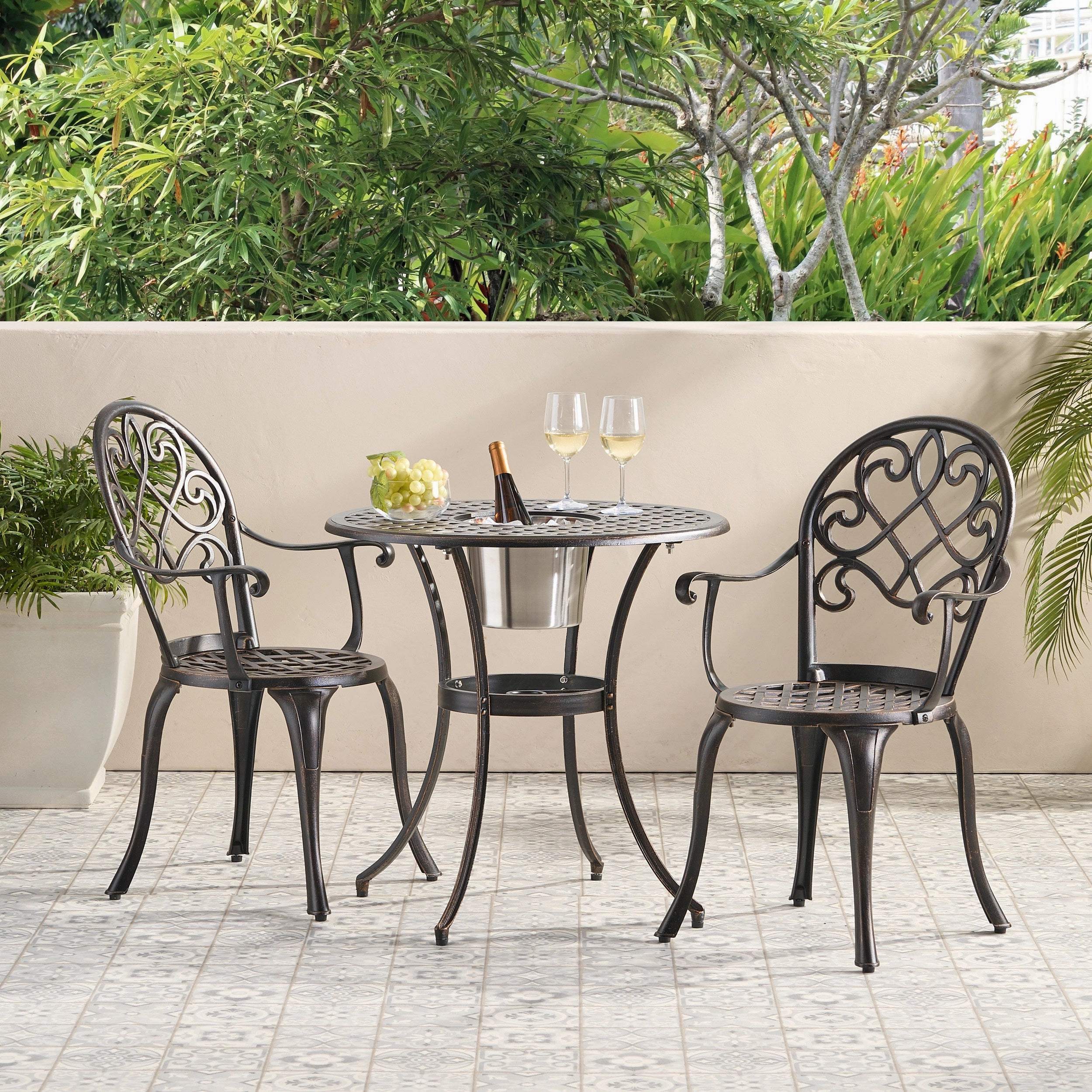 Copper Cast Aluminum 3pc Bistro Set - NH597432 outdoor lounge chair, patio sofa