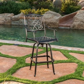 Copper Finish Cast Aluminum 30-Inch Swivel Single Bar Stool - NH280592 outdoor furniture, garden bench