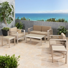 Coral Outdoor 4 Seater Aluminum Chat Set with 2 Side Table - NH075903 outdoor furniture, garden bench