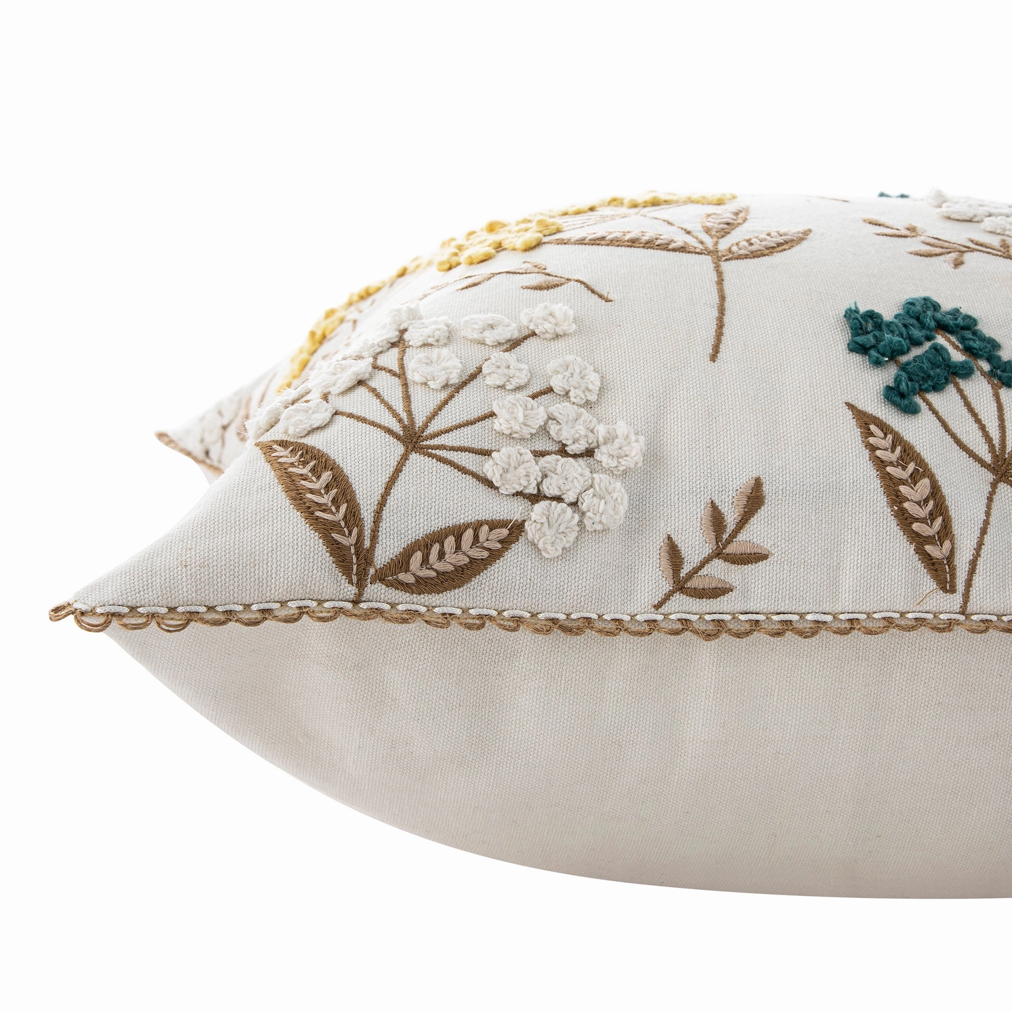Country Collection Cow Parsley Embroidered Cotton Cushion