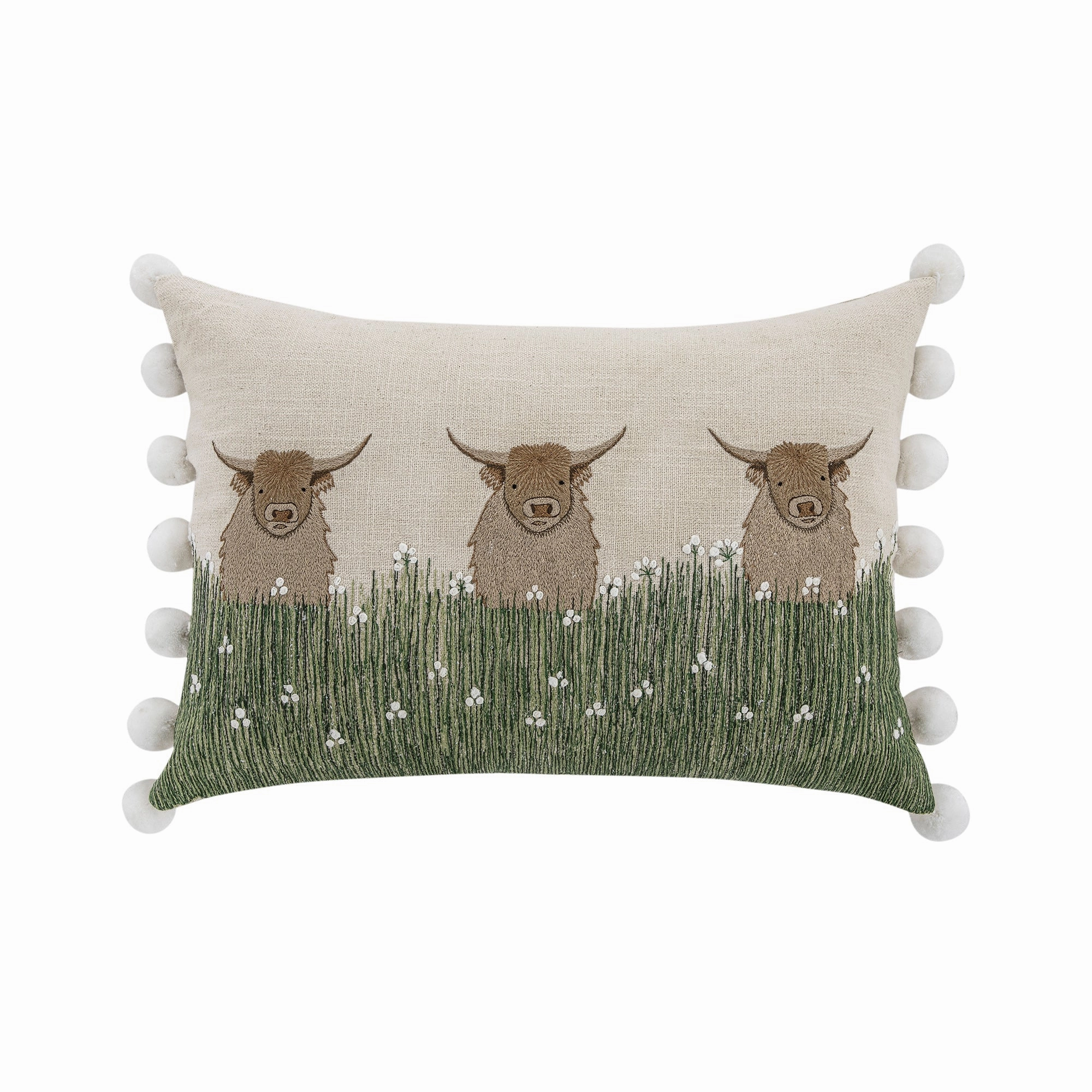 Country Collection Herd Of Highland Cows Wool Embroidered Cushion