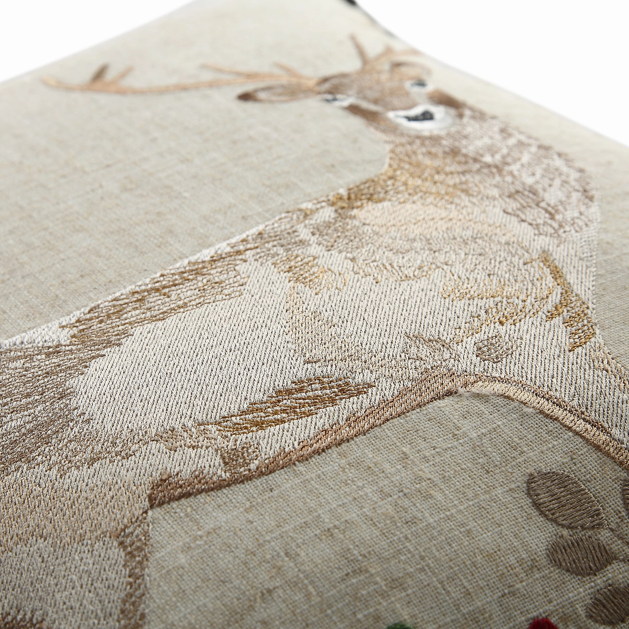 Country Collection Stag Embroidered Linen Blend Cushion
