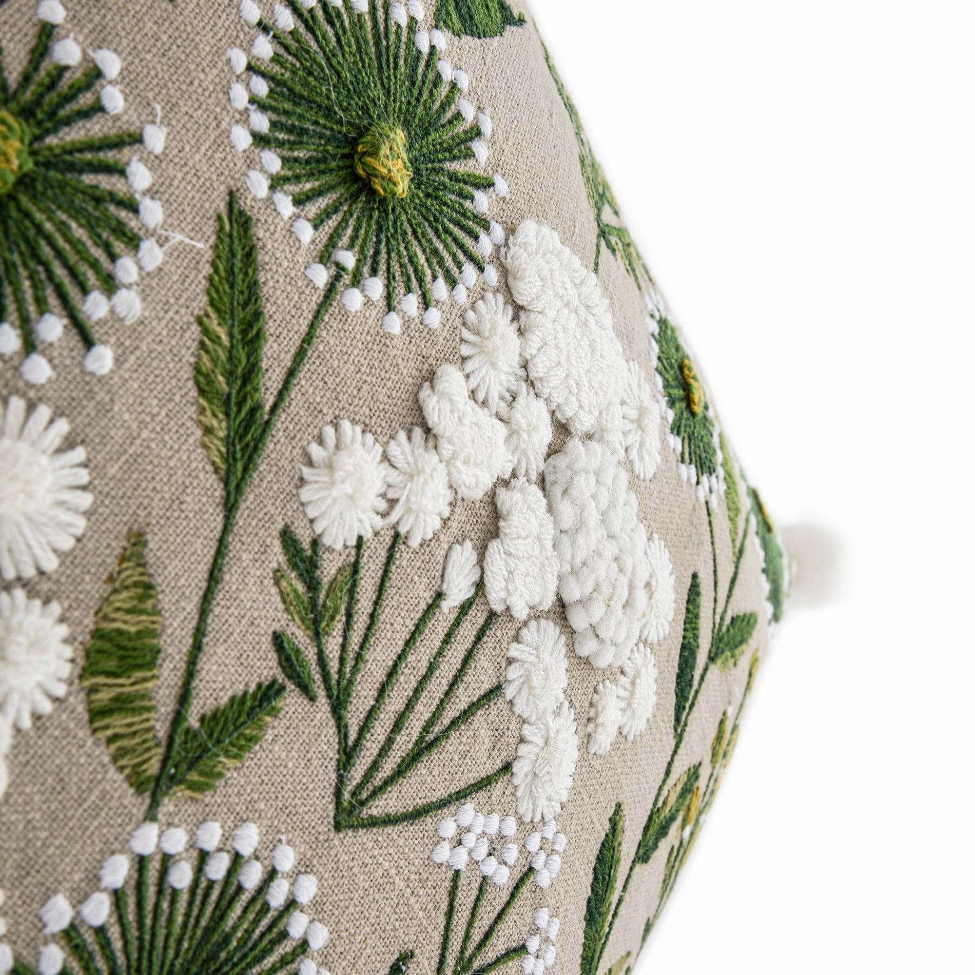 Country Collection Wildflower Linen Pom Pom Cushion